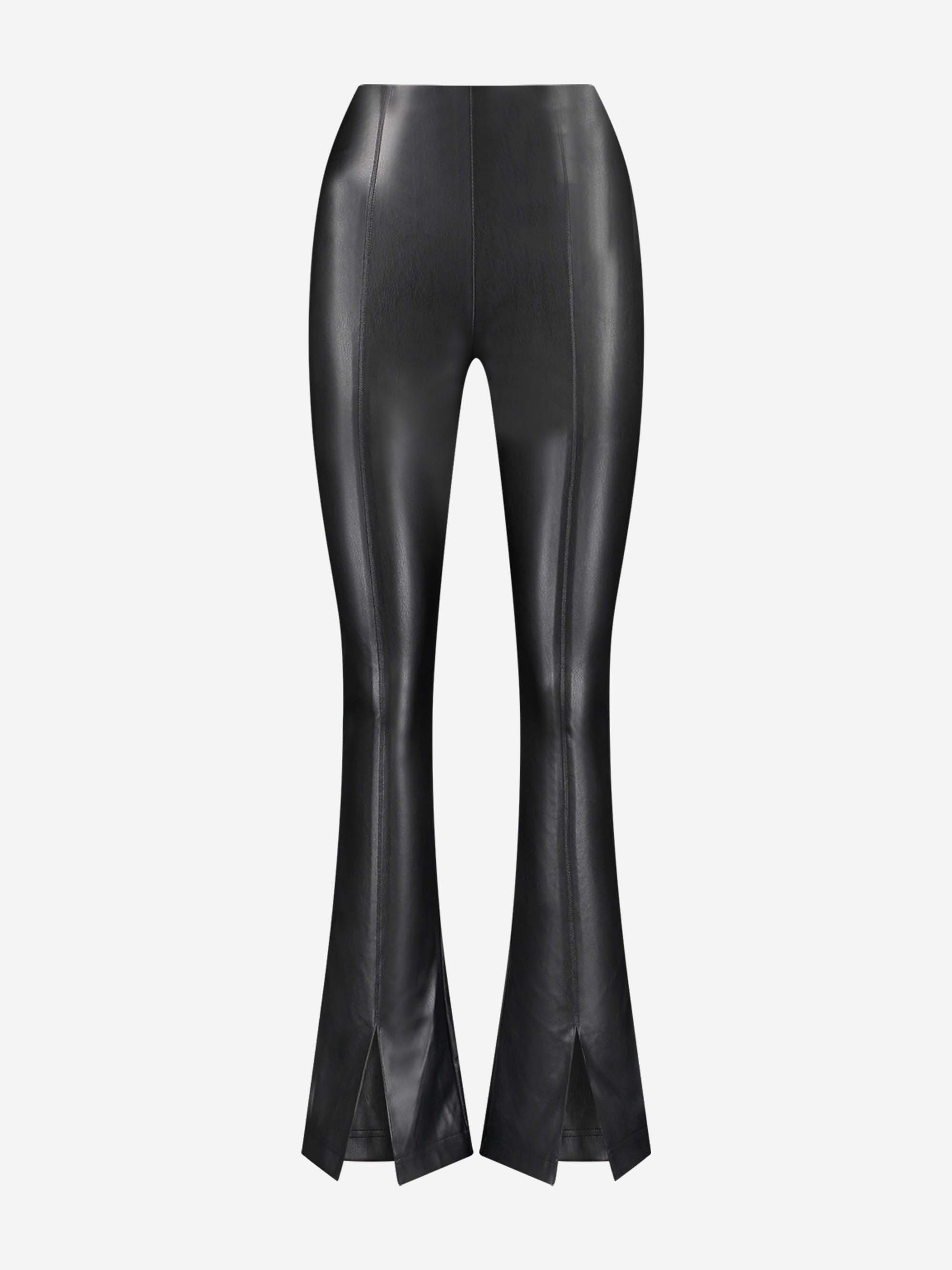 High rise vegan leather pants with zipper closure 