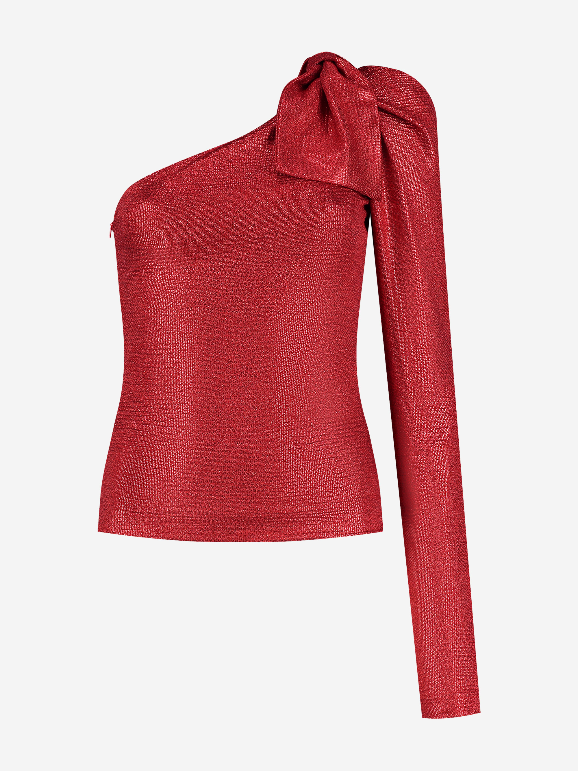 One shoulder top with bow on shoulder