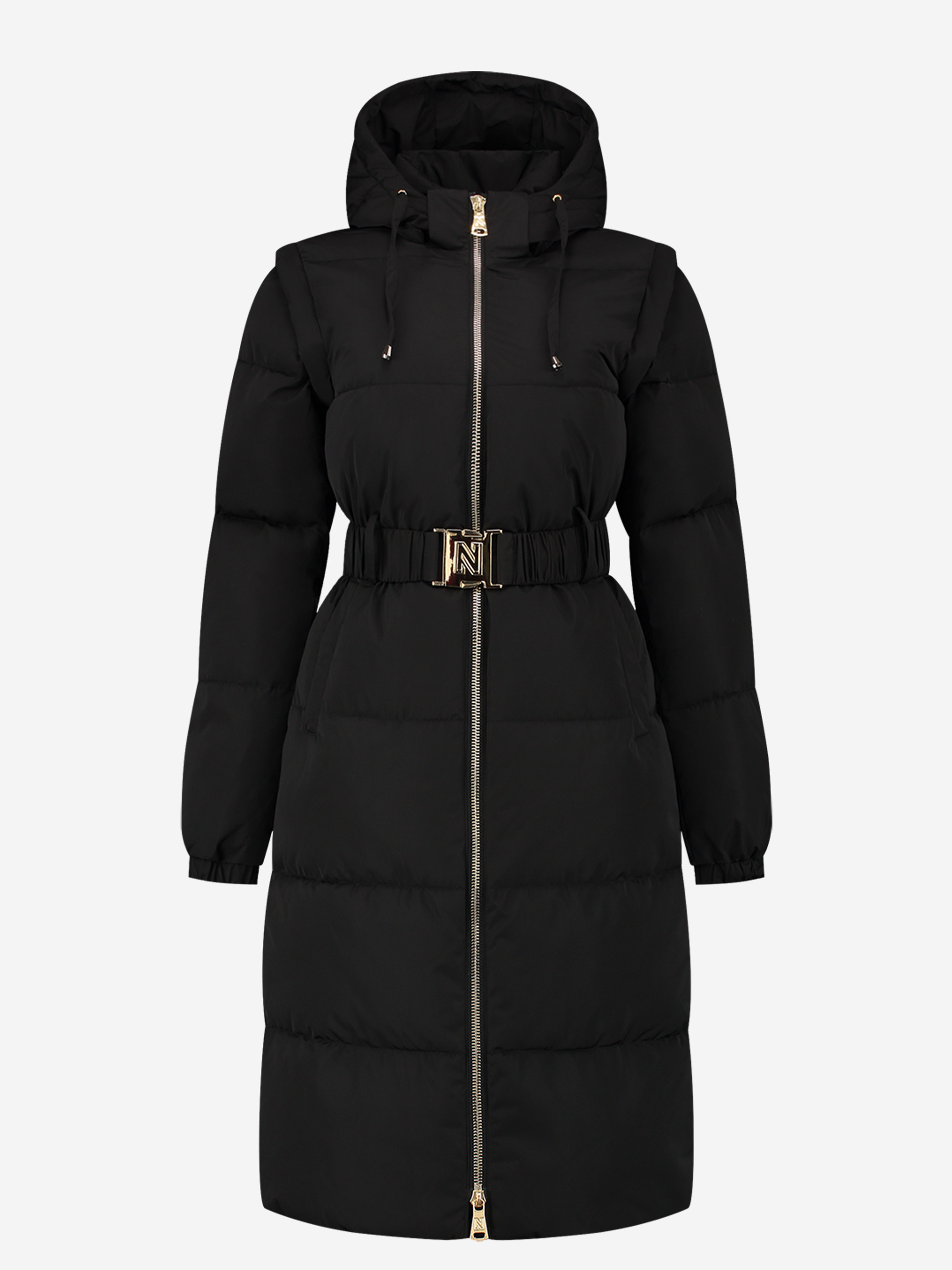 Long Puffer coat with removable sleeves 