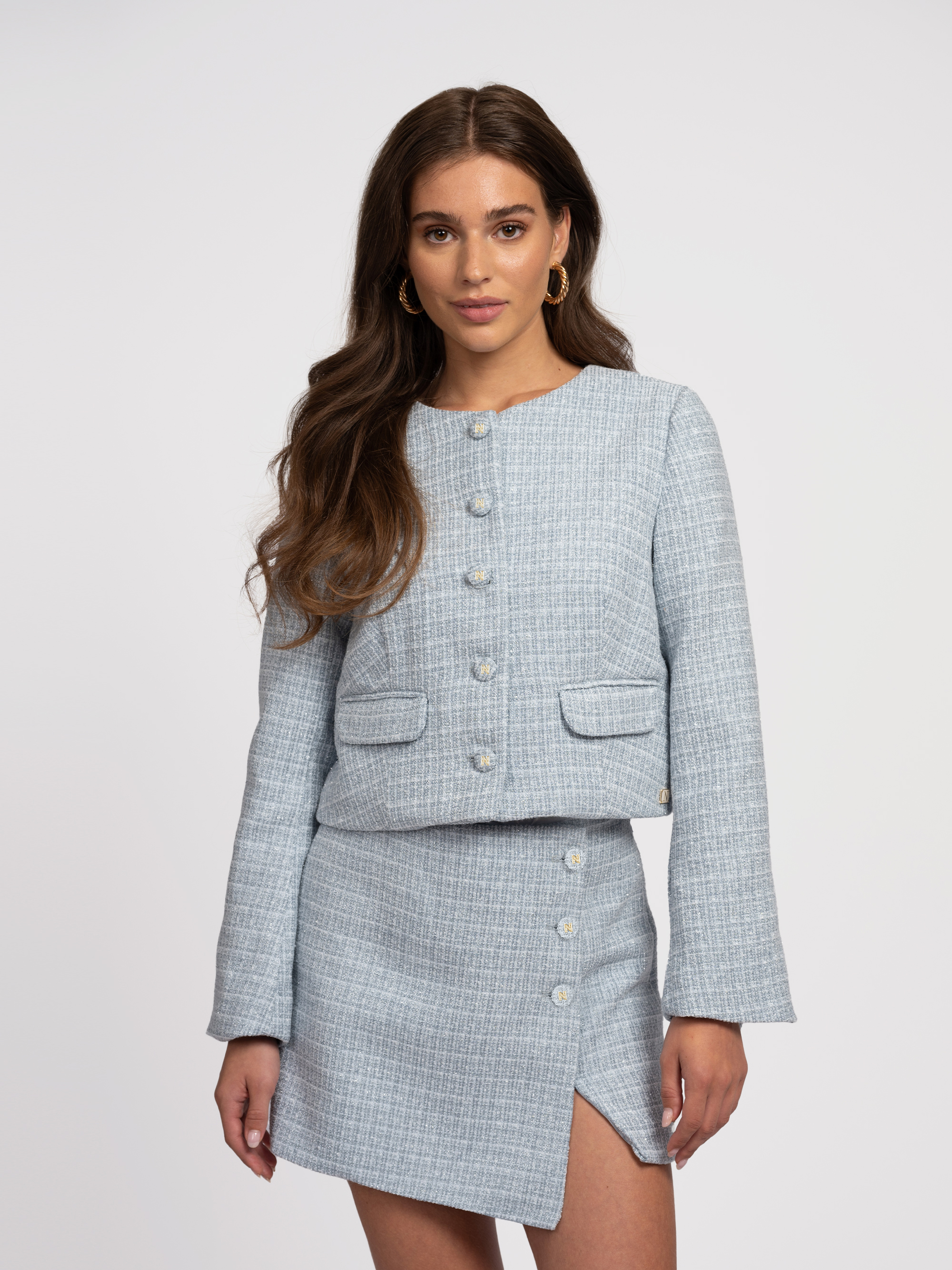 Tweed skort with slit