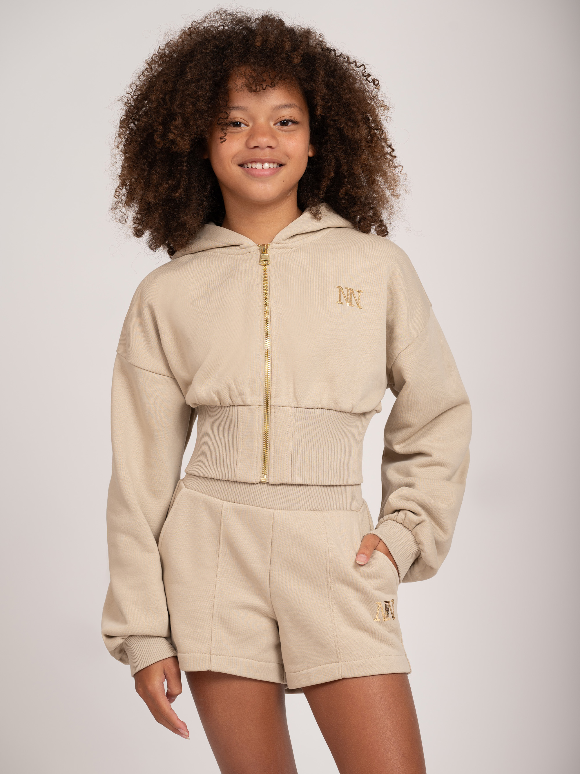 Cardigan with sequins logo