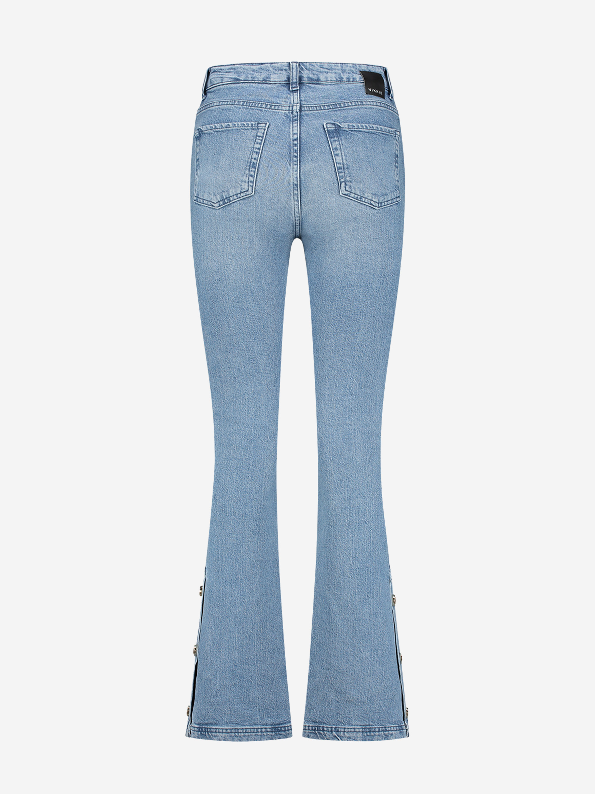 High waist flared jeans with buttons