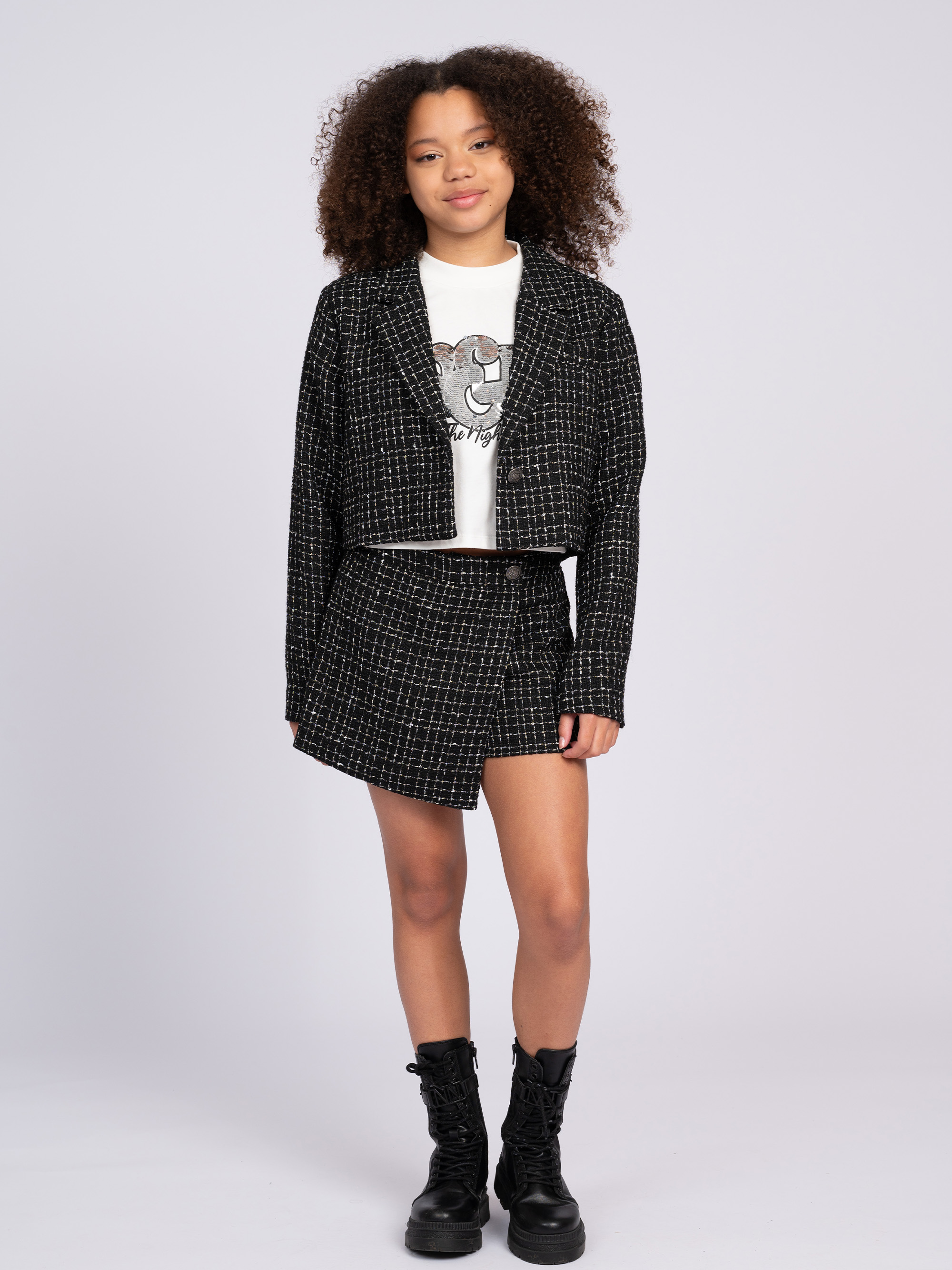 Skort with pied-de-poule pattern 