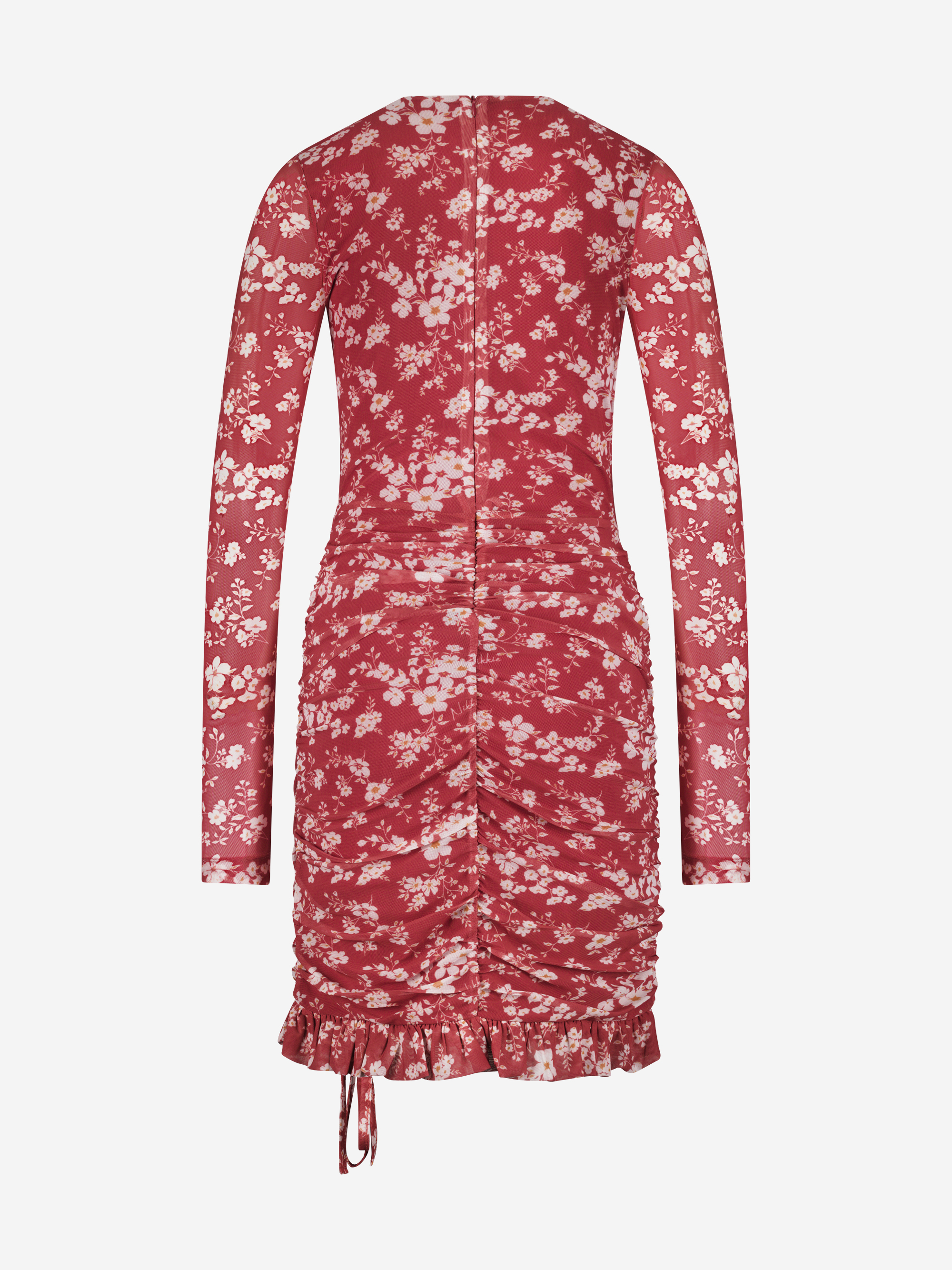 Fitted dress with floral print and draped detail