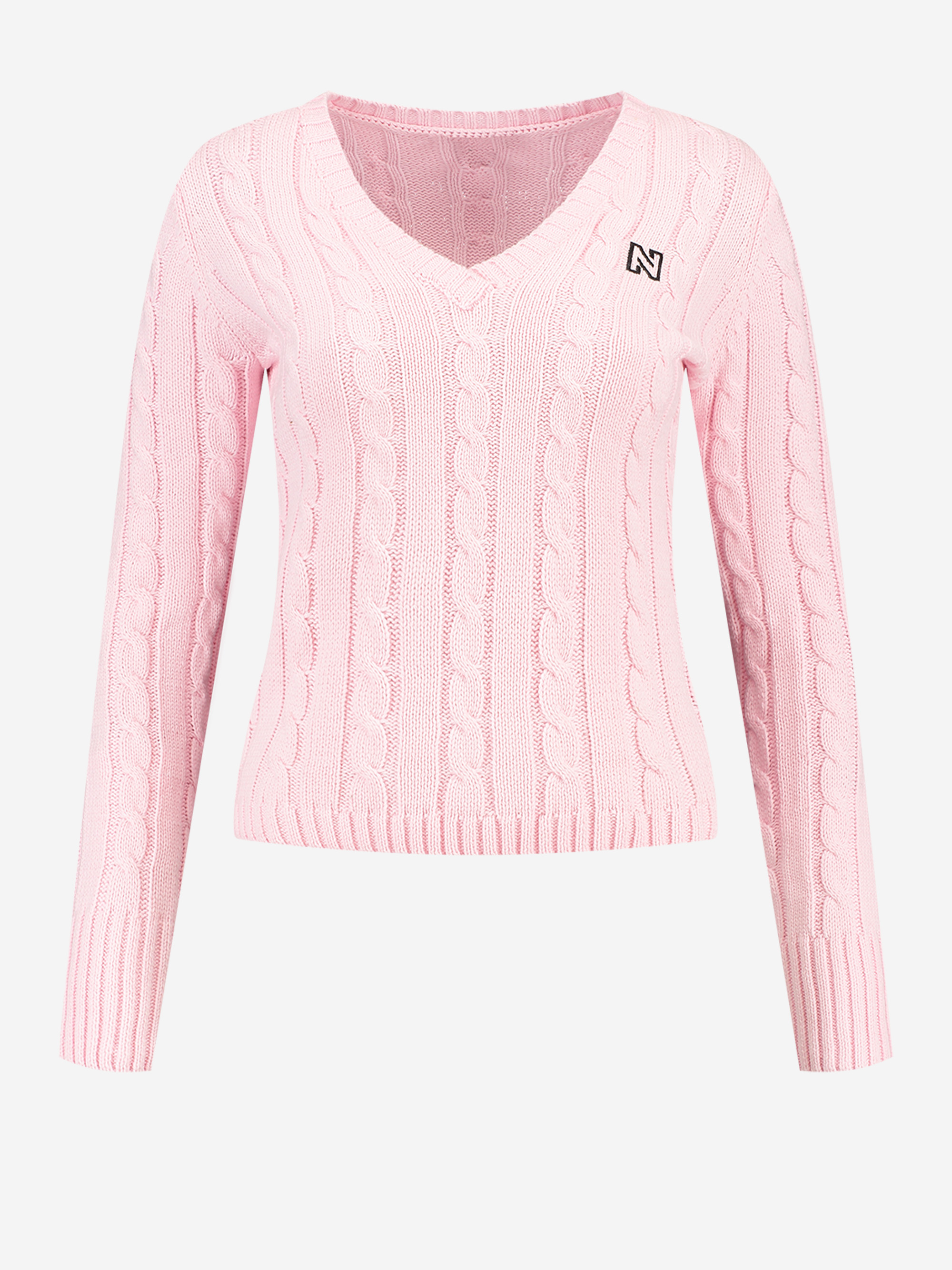 Cable knit sweater with N-logo