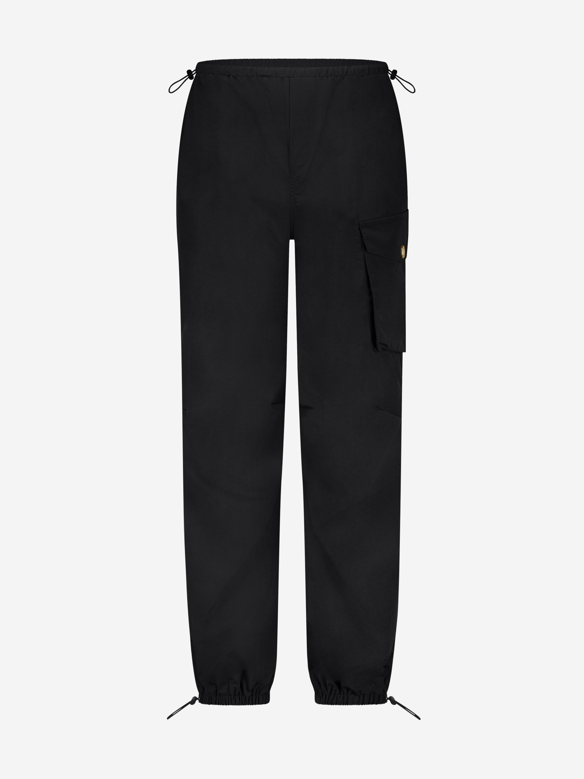 Loose-fitting parachute pants with drawstrings