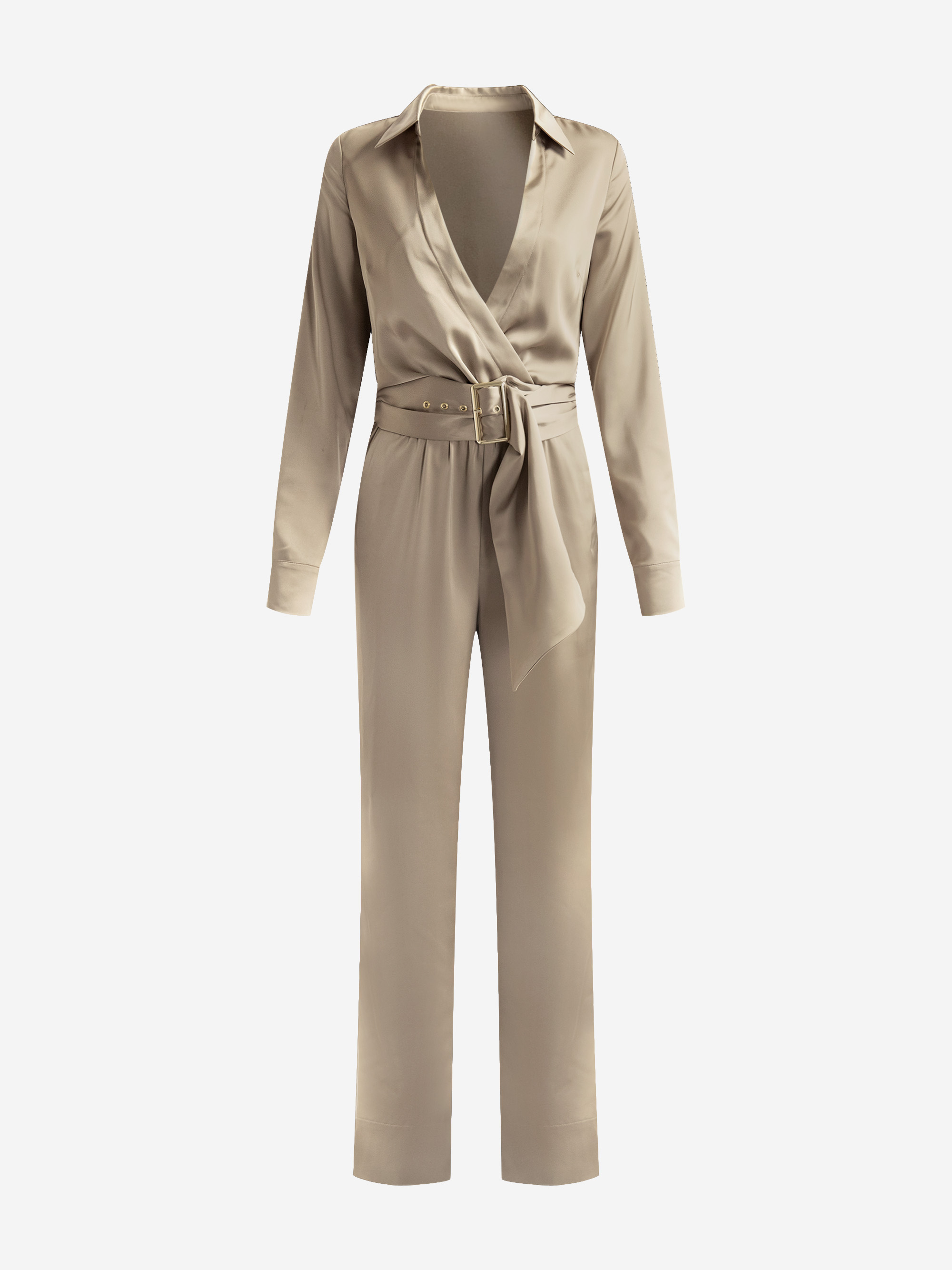 Satijnlook jumpsuit met ceintuur