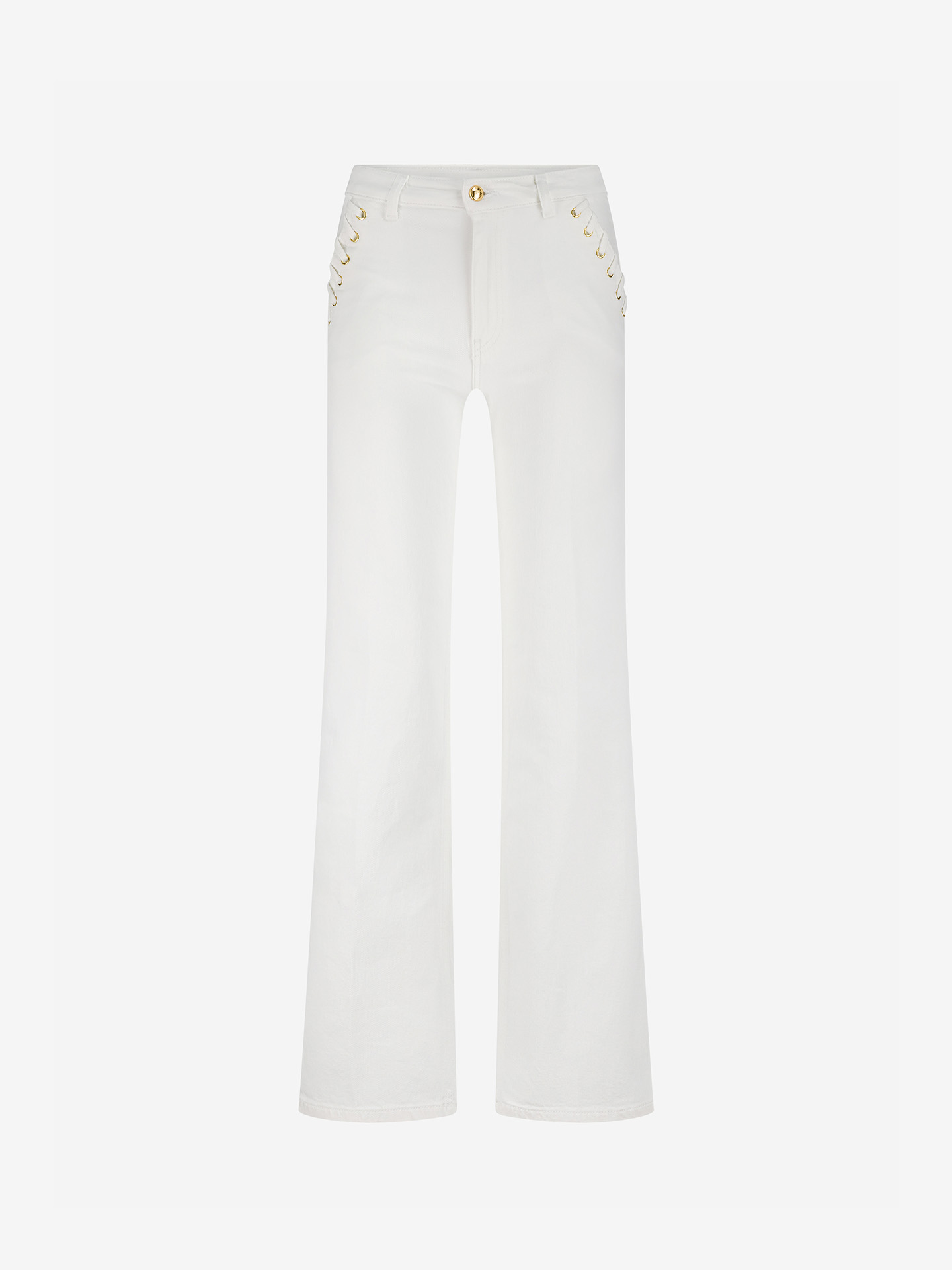 Flared jeans with lace-up details