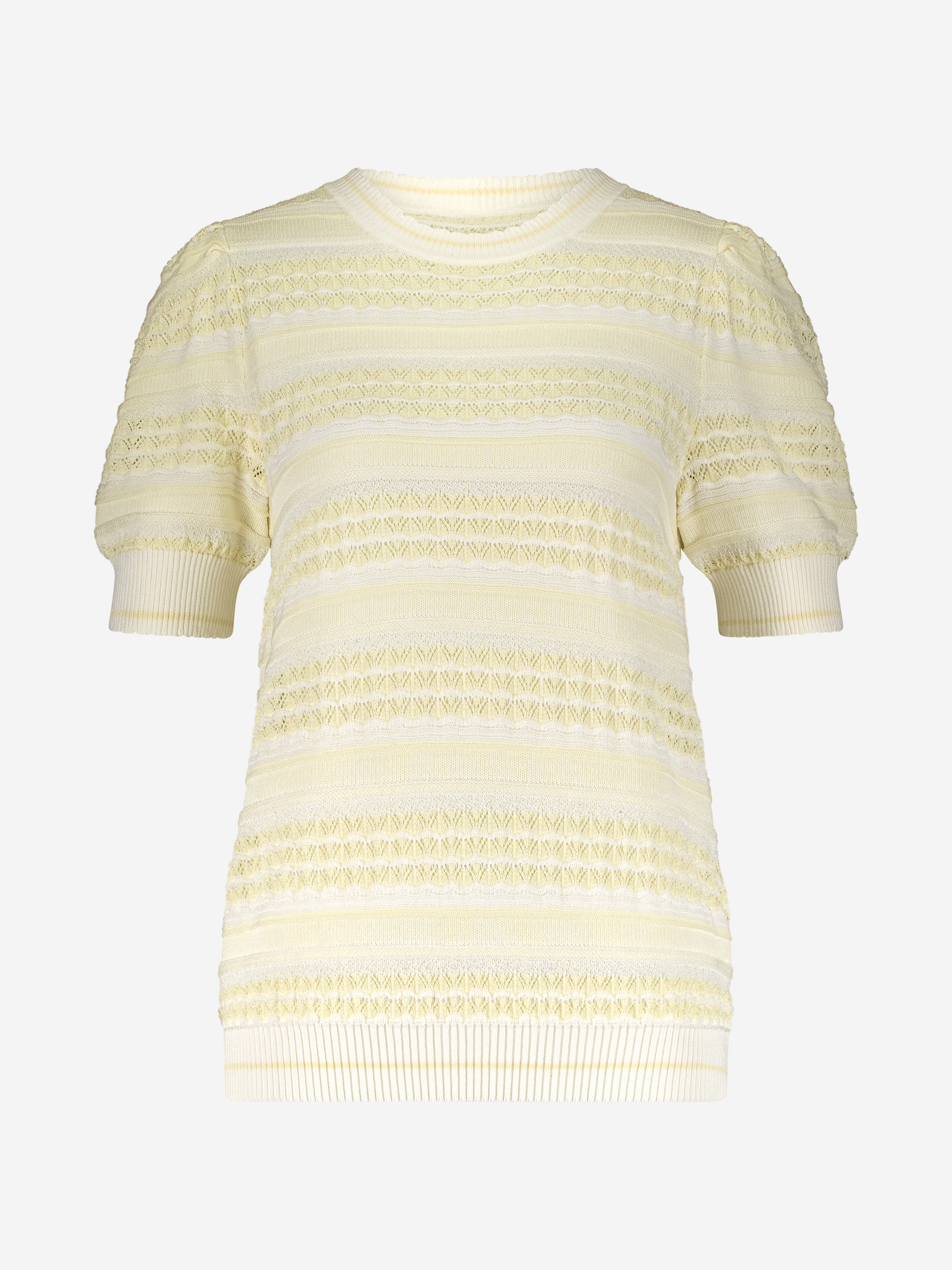 Ajour knitted top with puff sleeves  