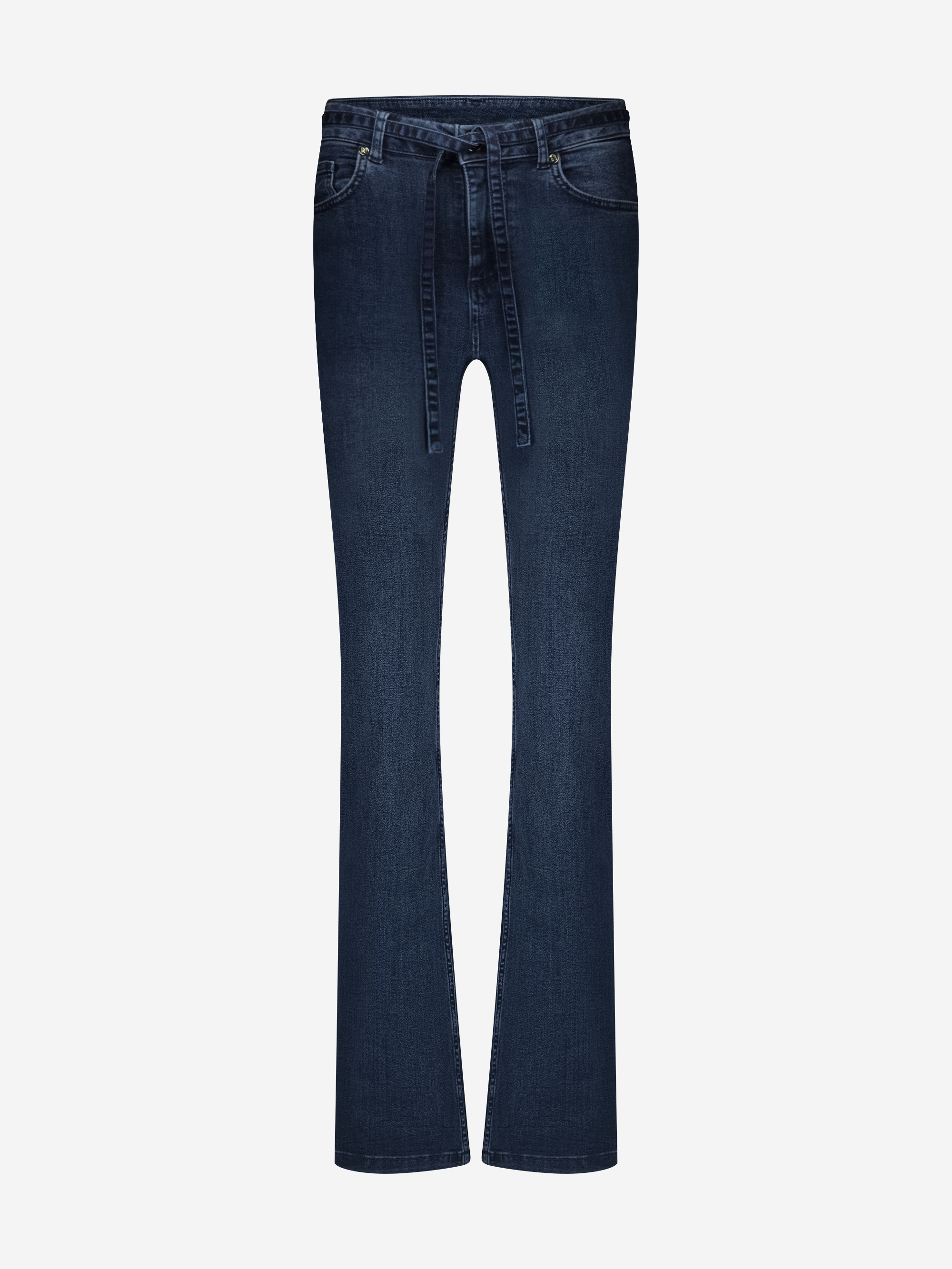 Flared jeans with detachable tie cord