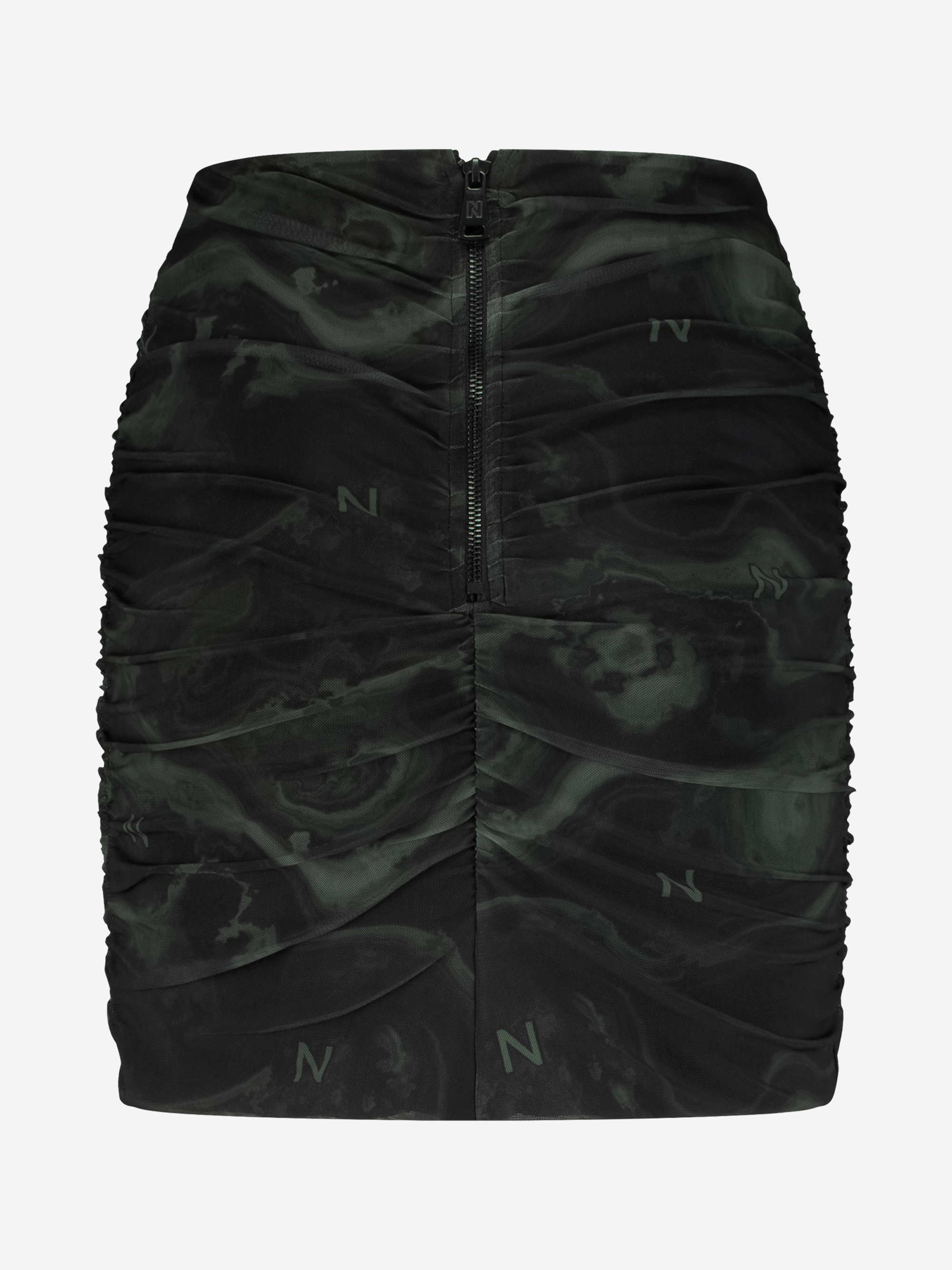 Draped mesh skirt with logo pattern