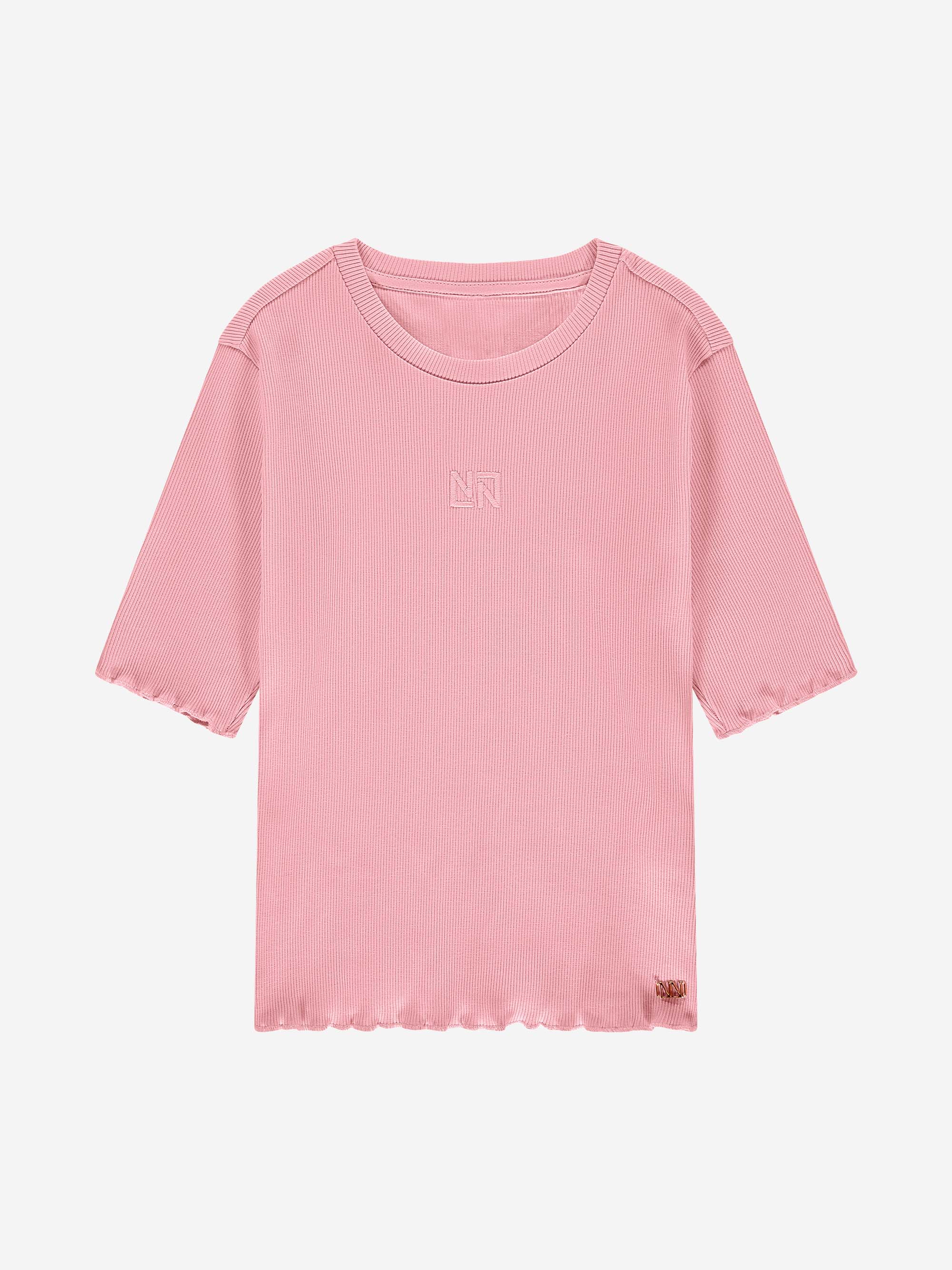 Ribbed top with ruffles