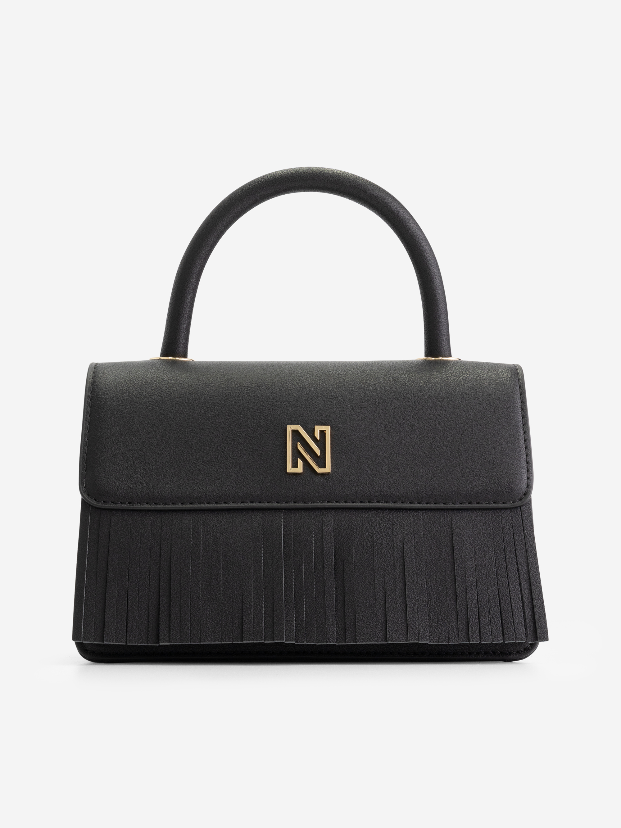 Small shoulder bag with fringes and logo