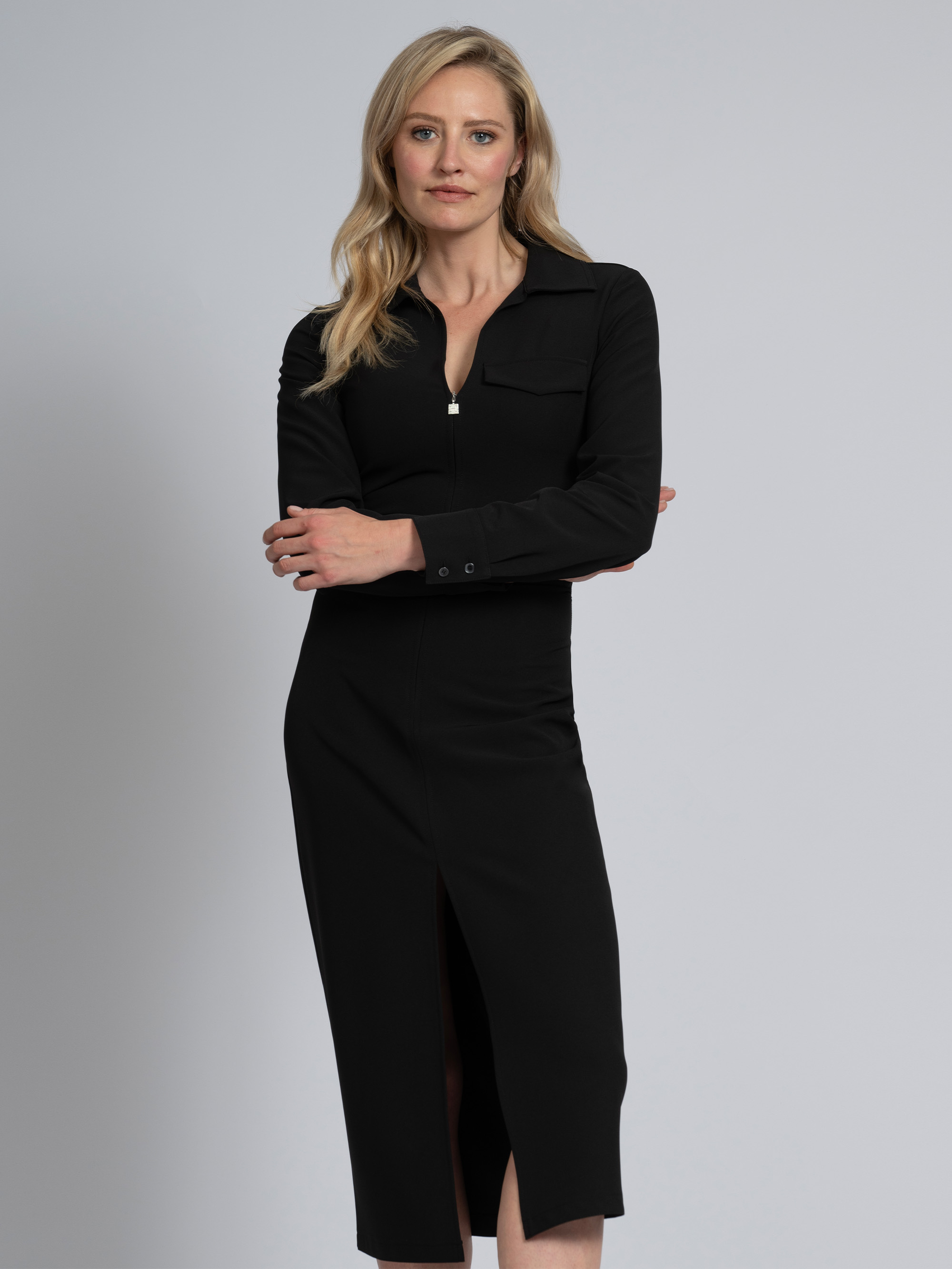 Long dress with central slit 