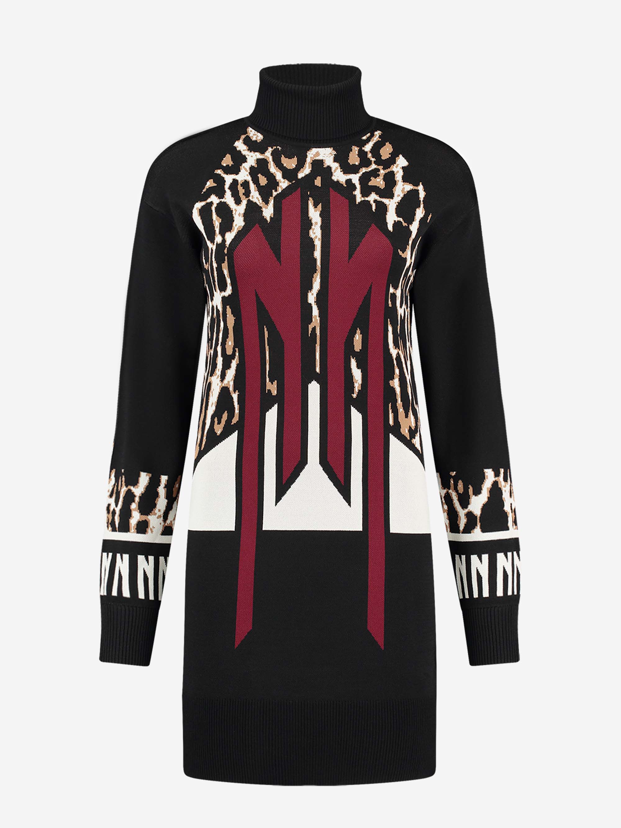 Turtleneck sweat dress with artwork