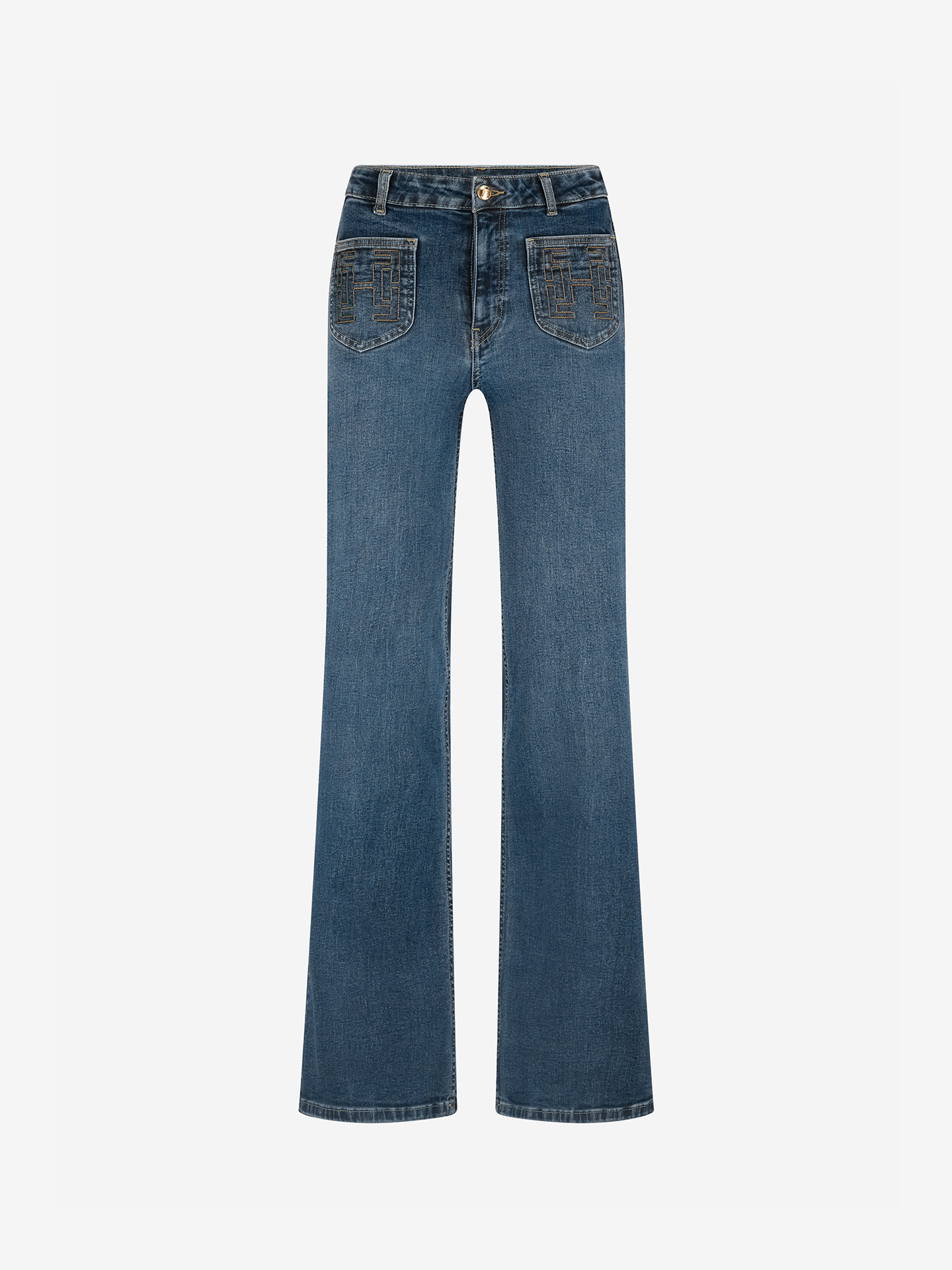 Flared jeans with embroidered logo