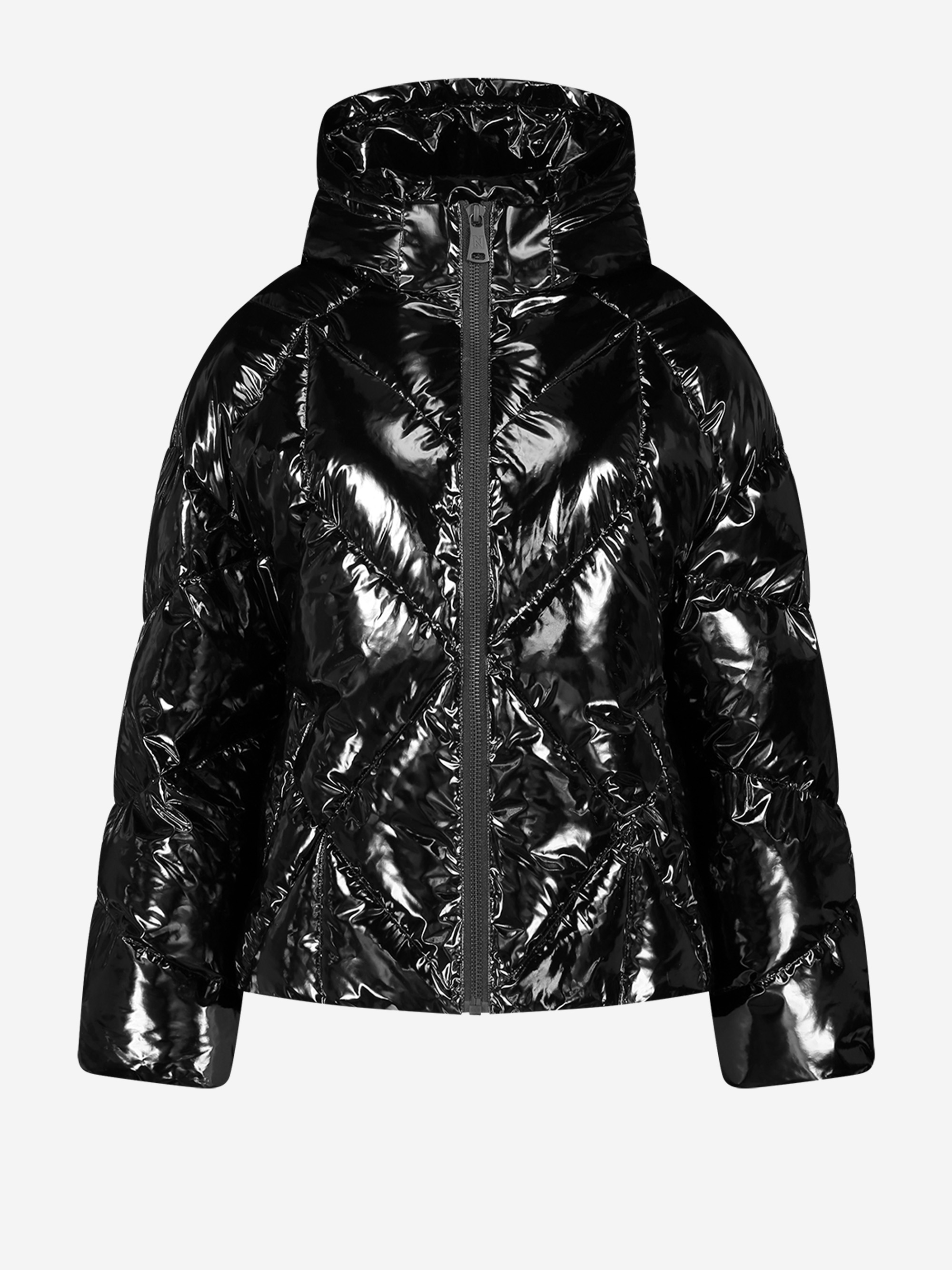 Shiny Puffer coat with hood