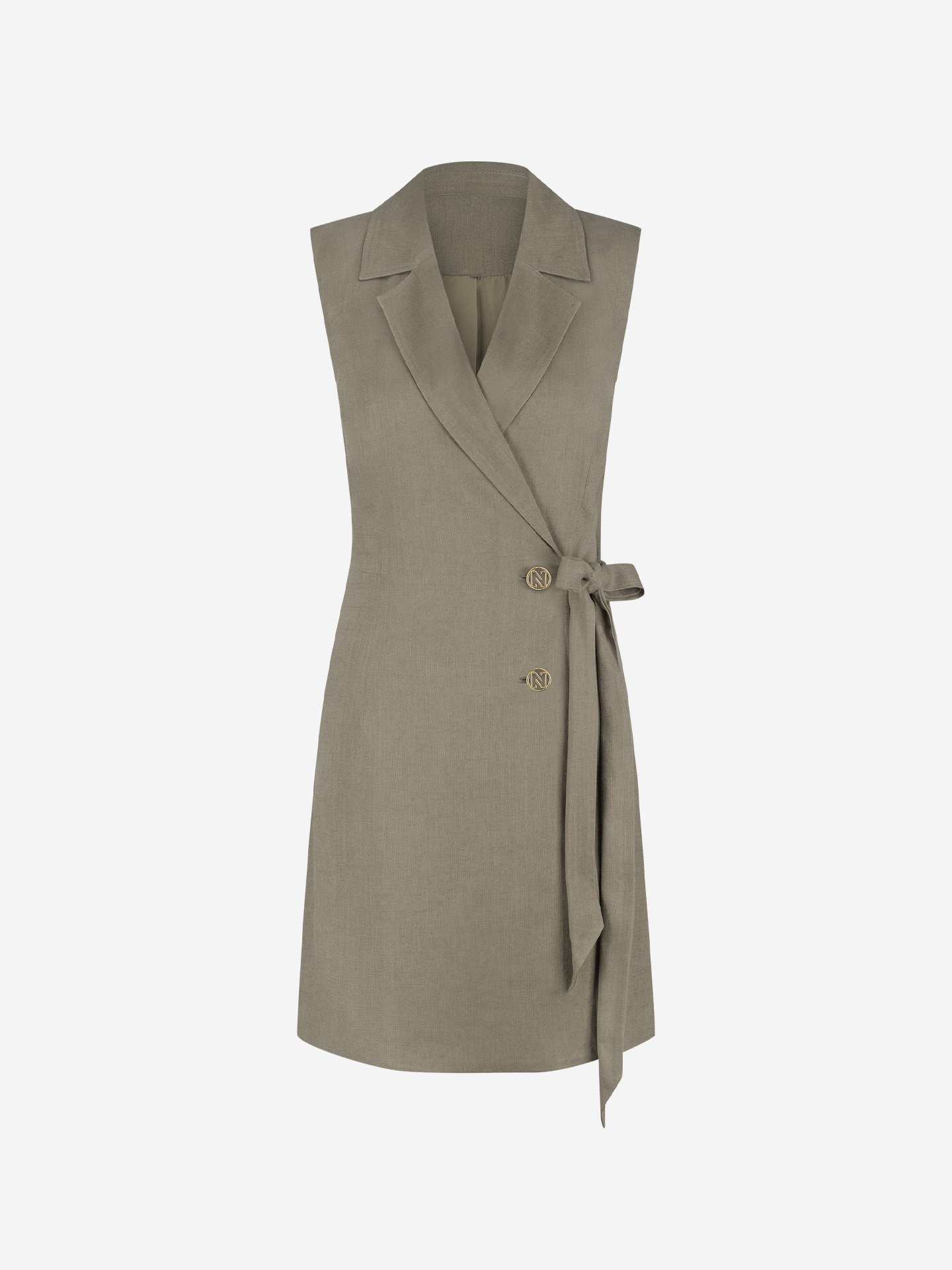Linen blend melange wrap dress