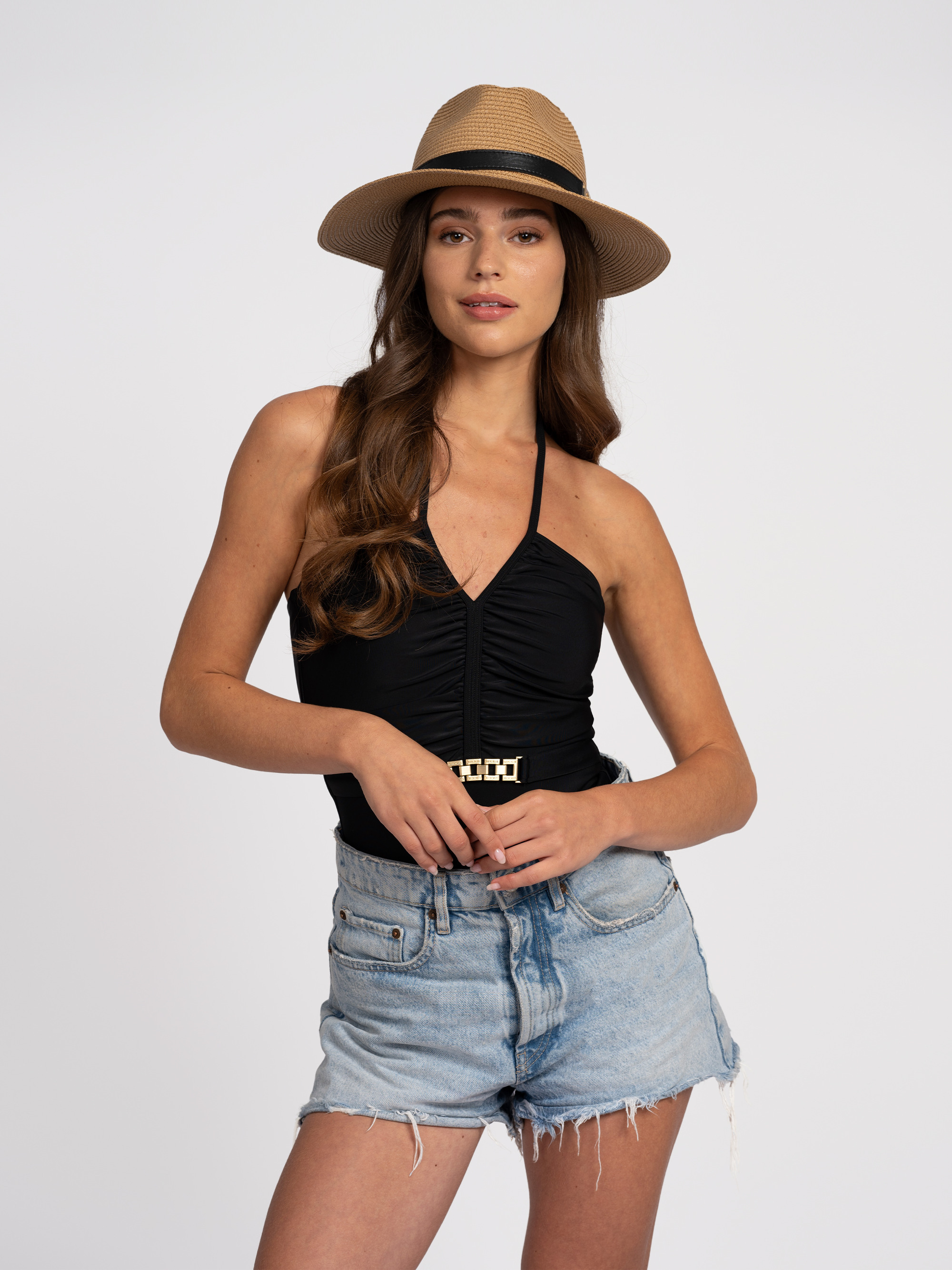Halter badpak met ketting detail