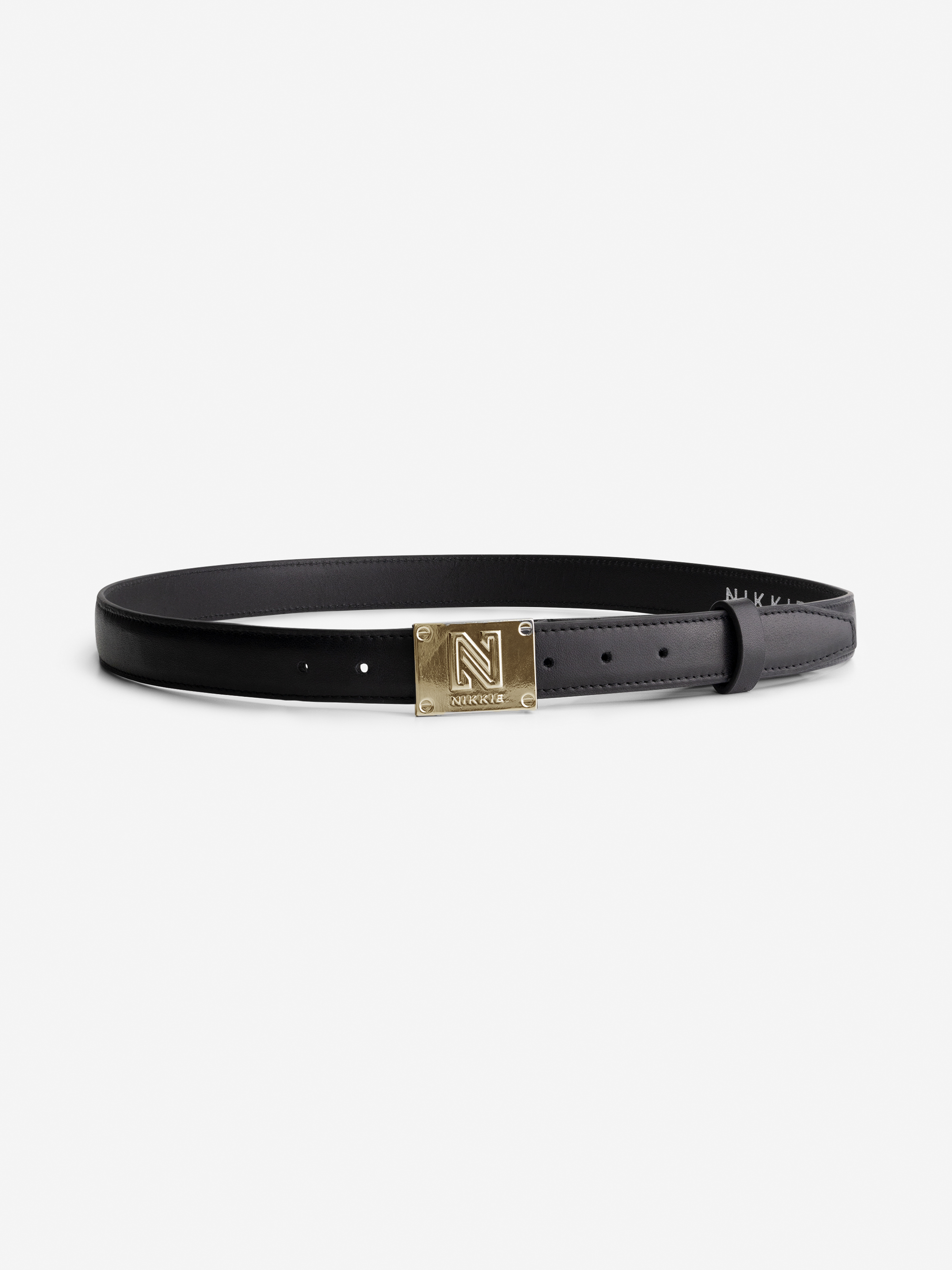 Thin belt with N logo buckle