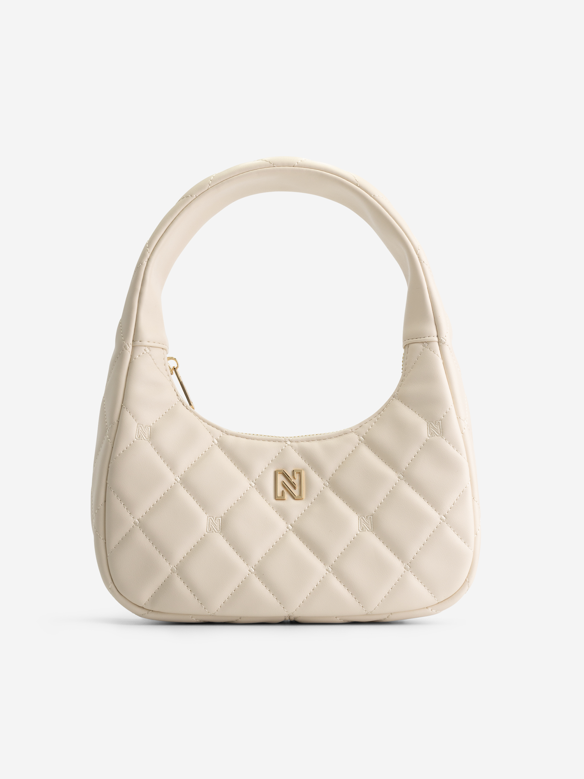 Quilted shoulder bag with logo pattern