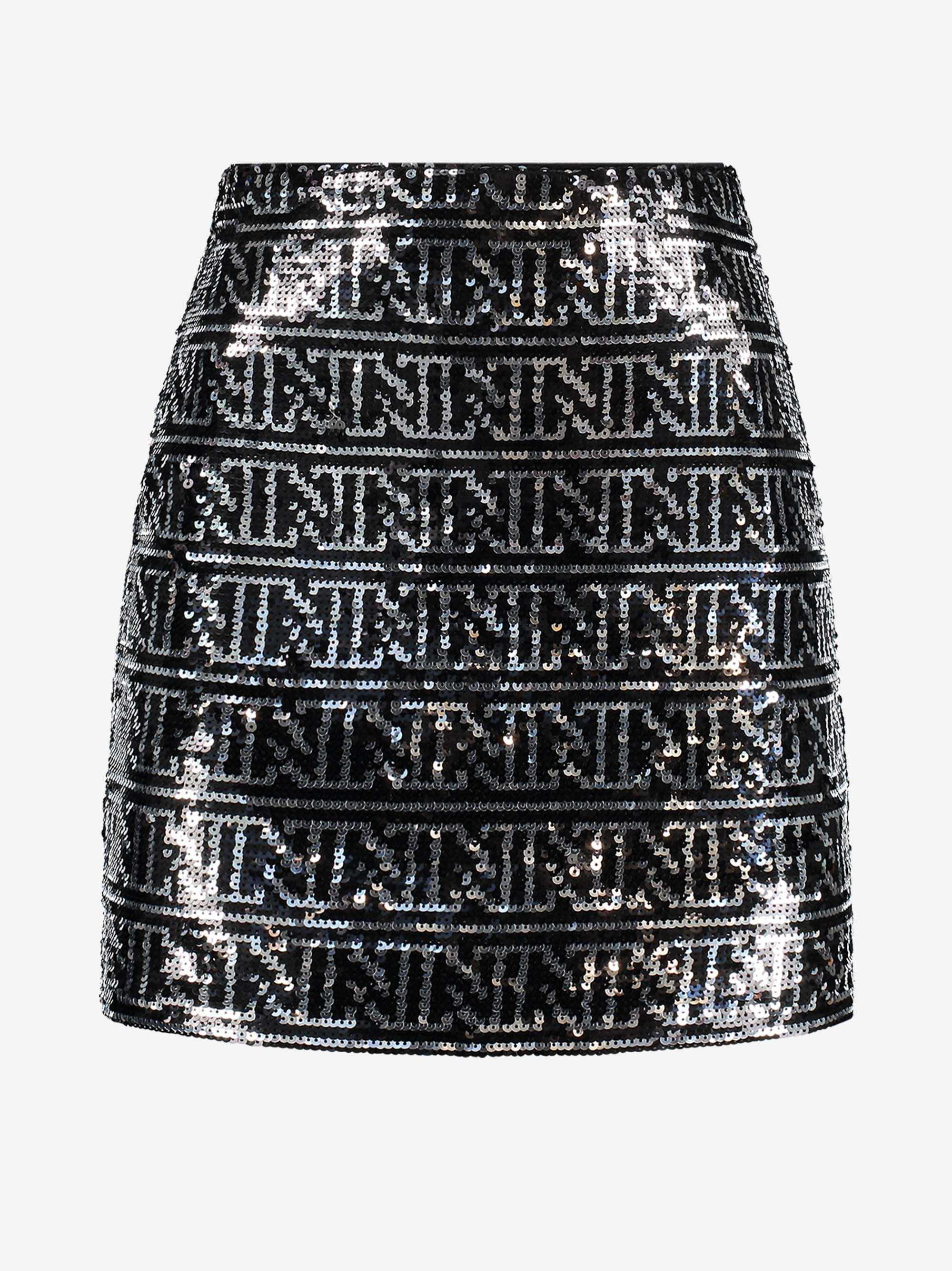 sequin skirt with N monogram 