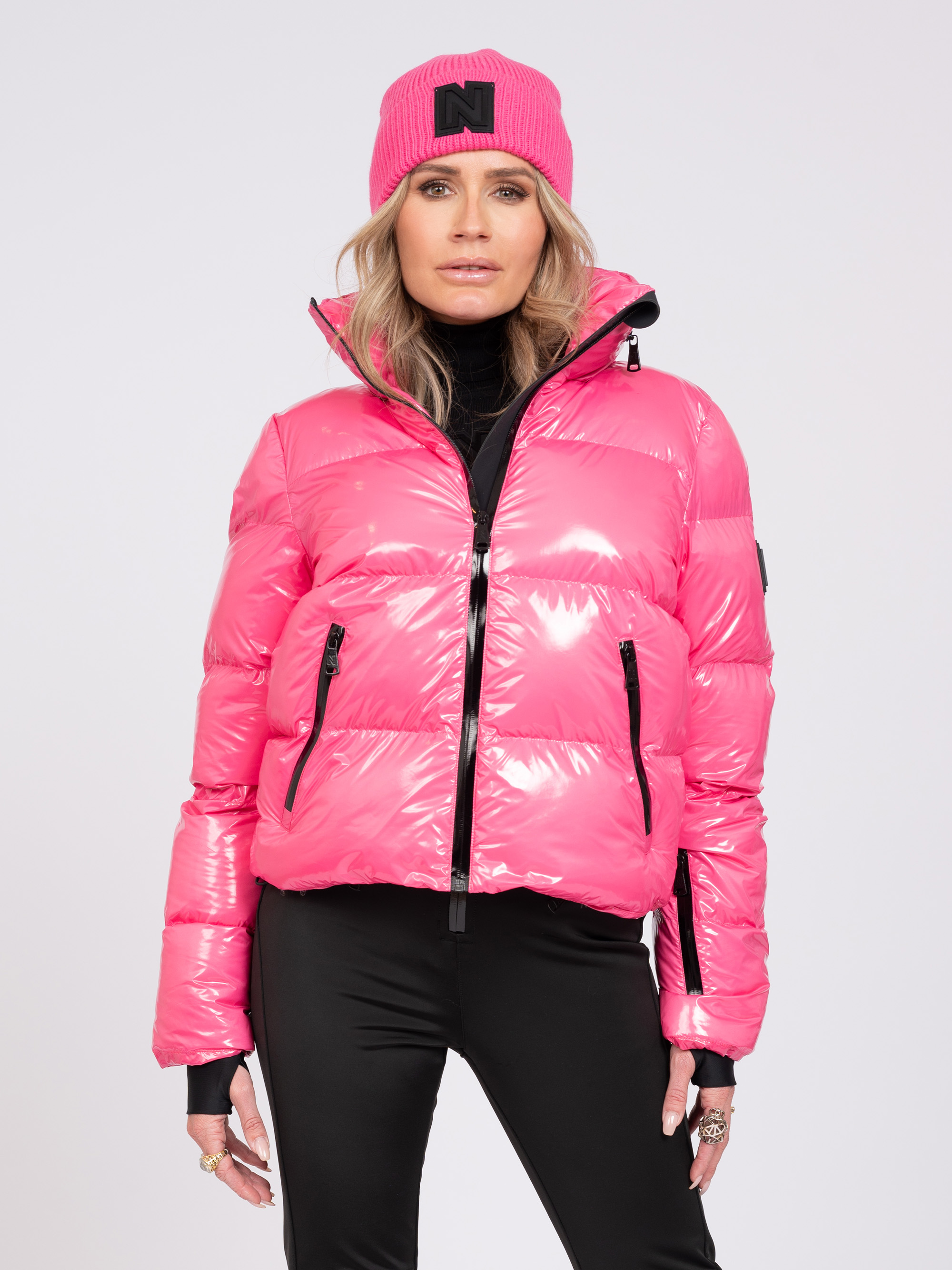 Ski jacket with metallic look