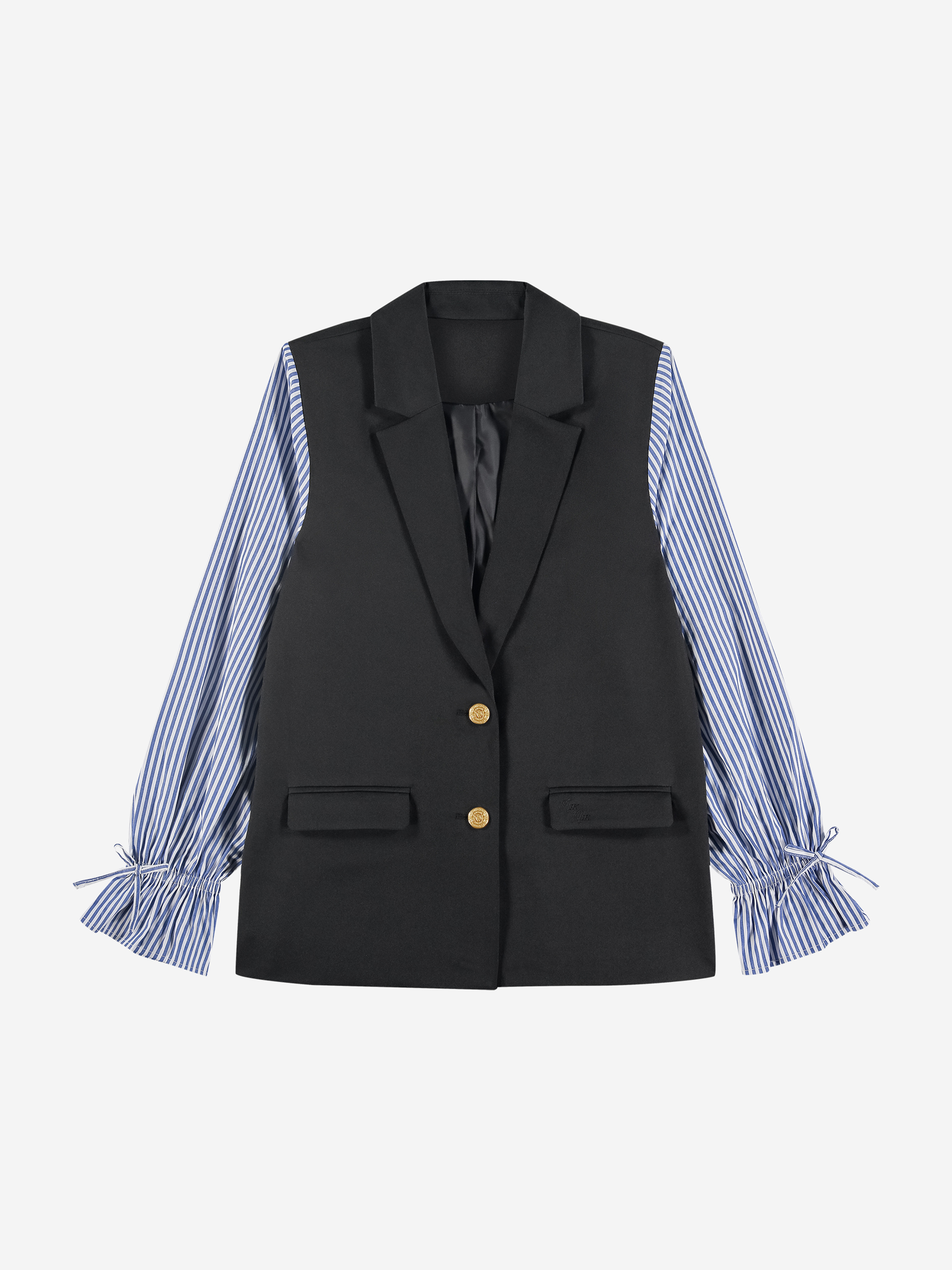 Blazer with striped sleeves