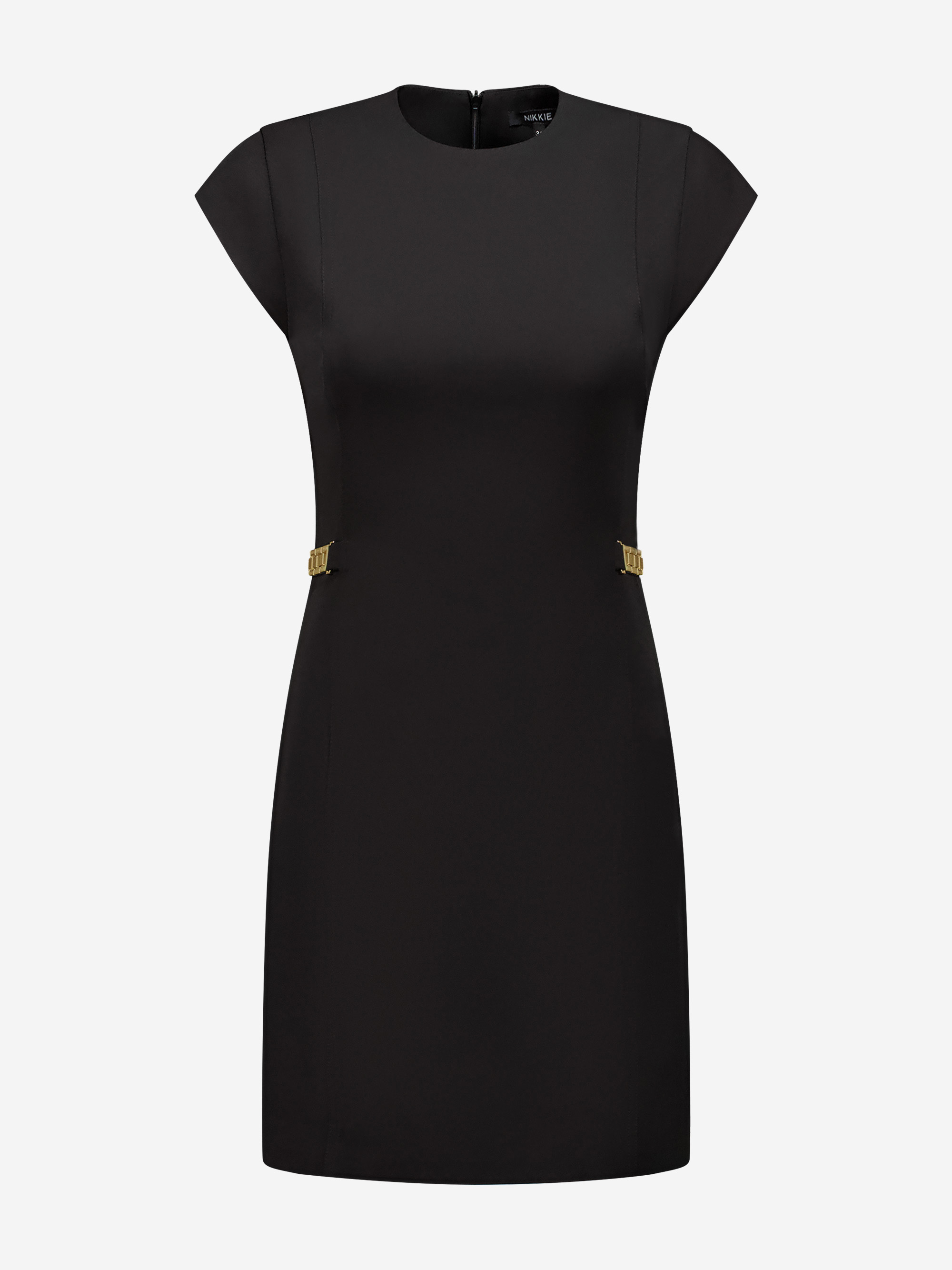 Aansluitende jurk met ketting details bij de taille