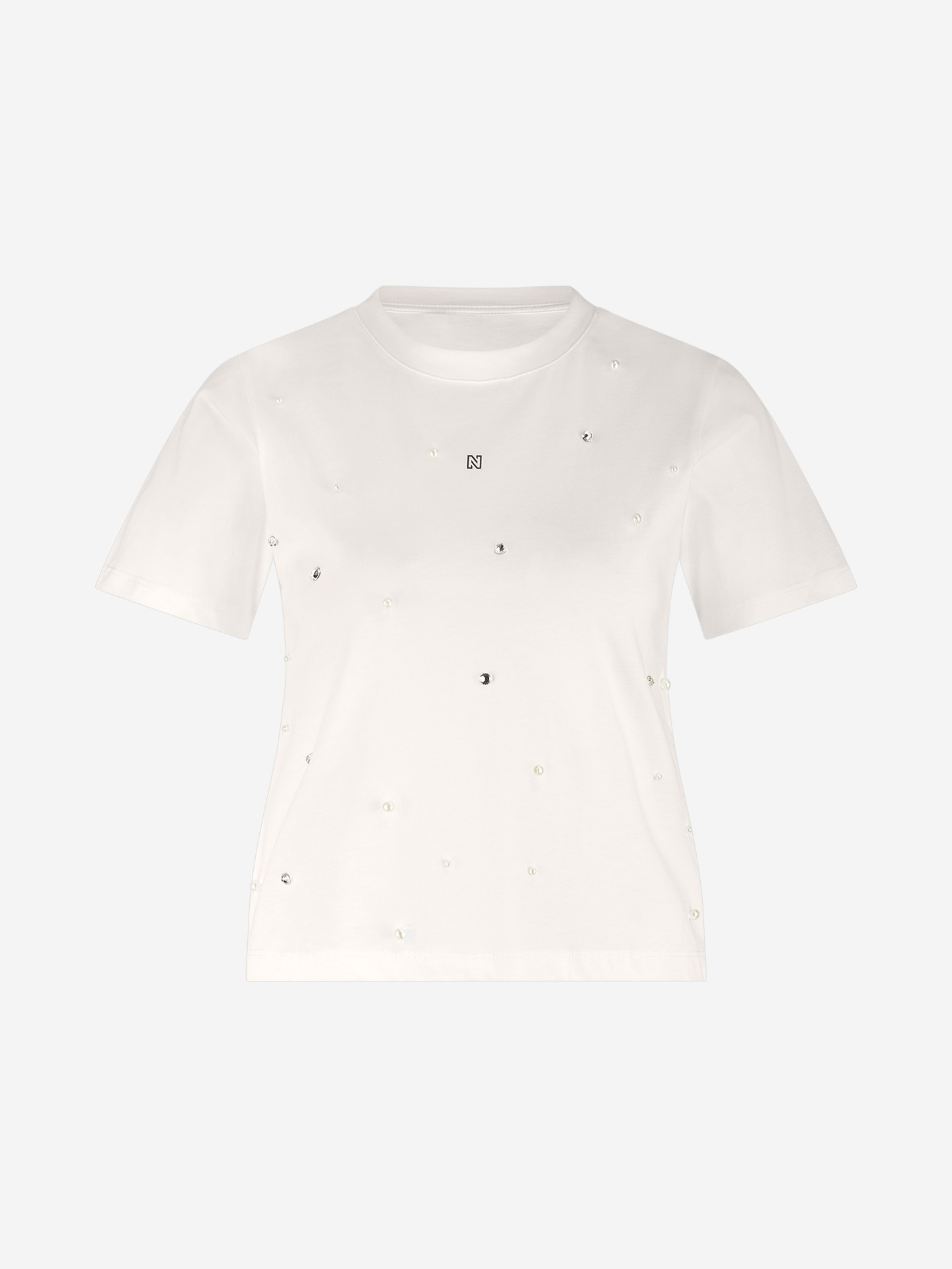 T-shirt with pearls and studs