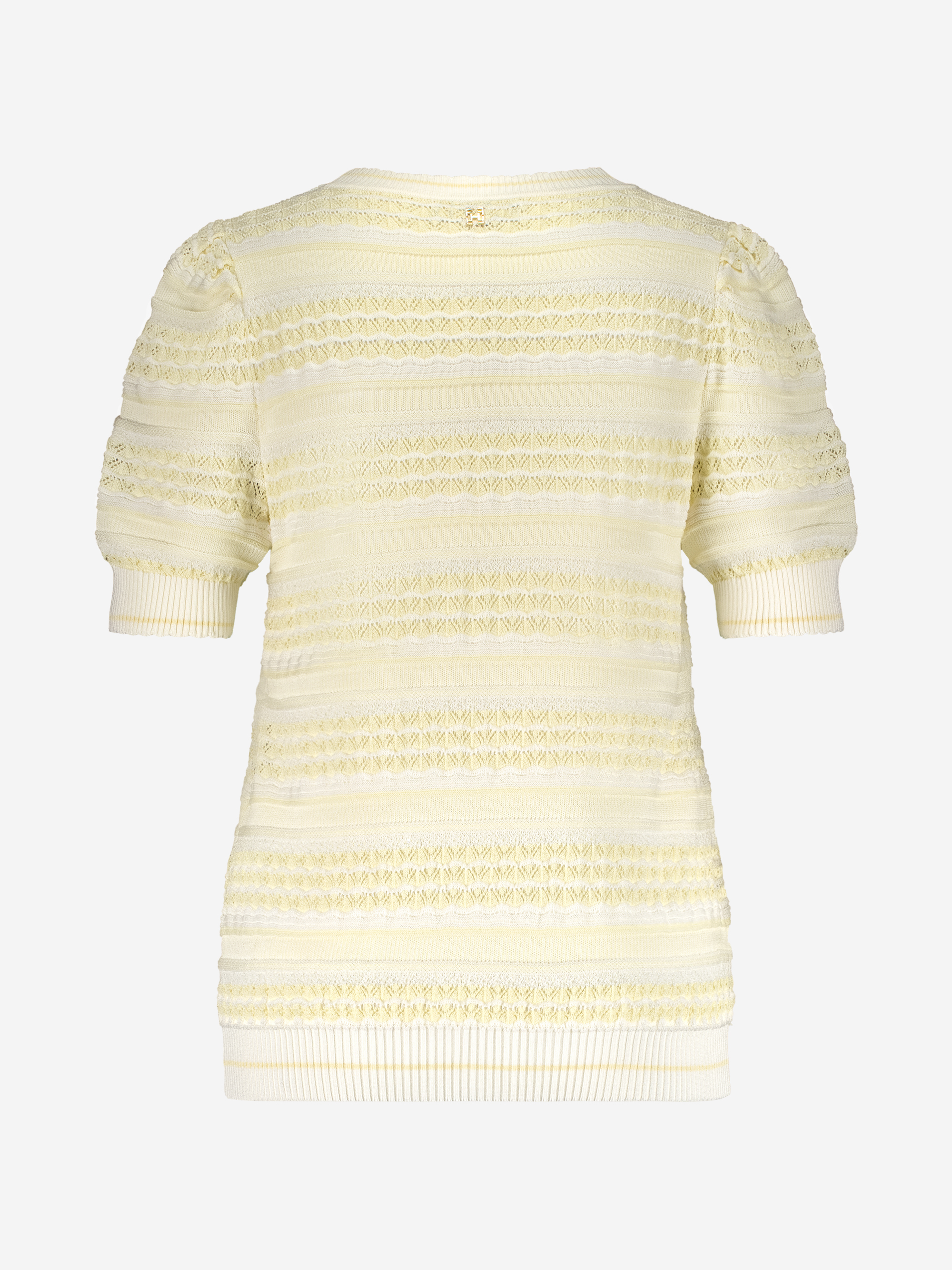 Ajour knitted top with puff sleeves  
