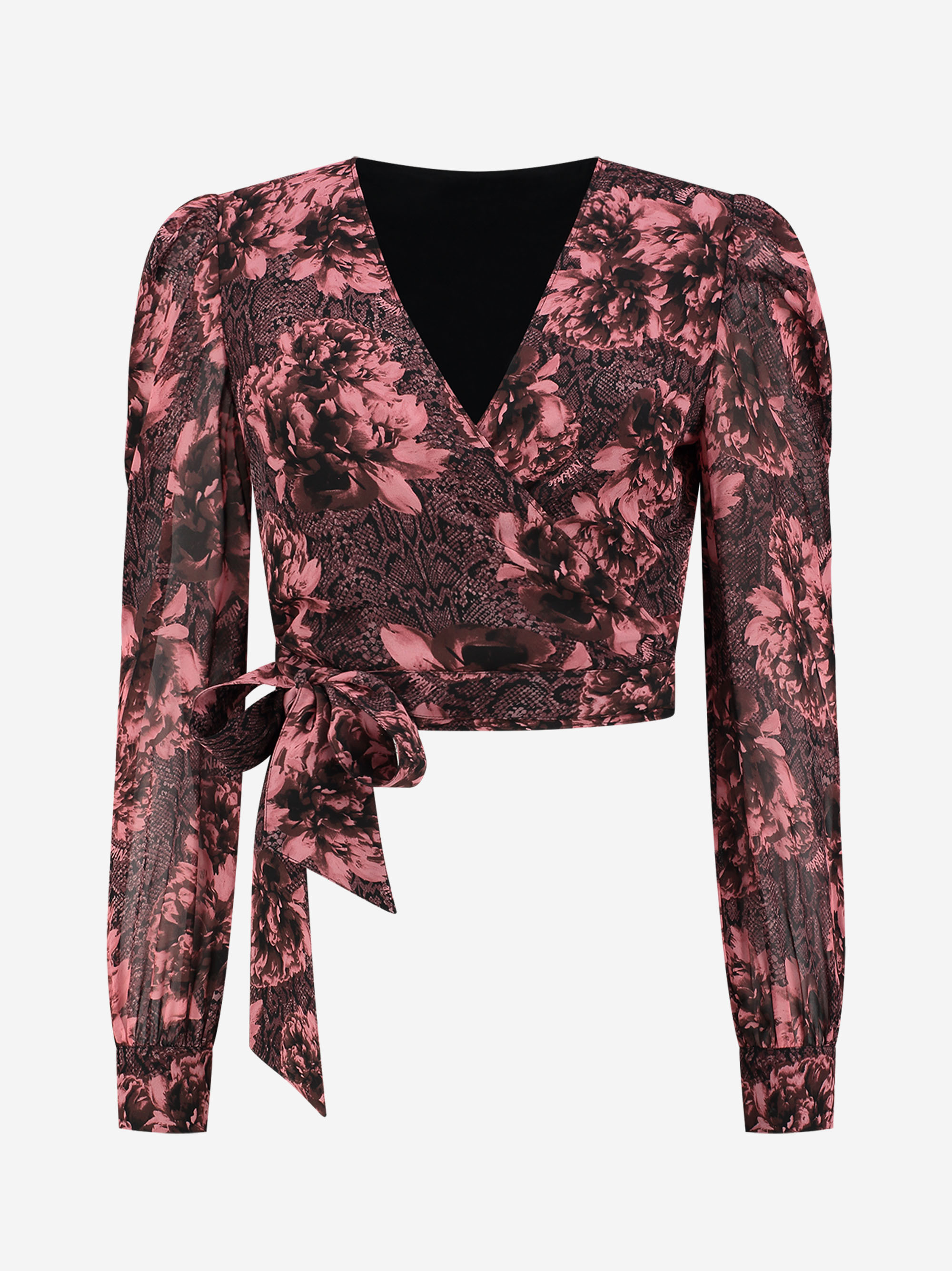 Wrap top with rose snake print