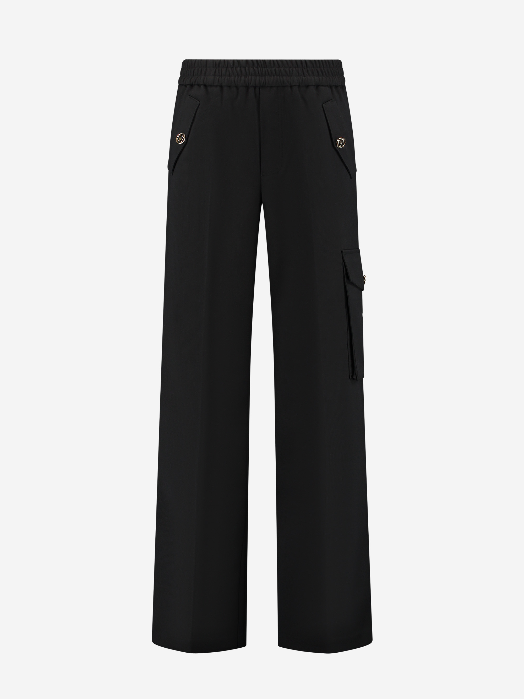 Pants with straight fit and flap pockets