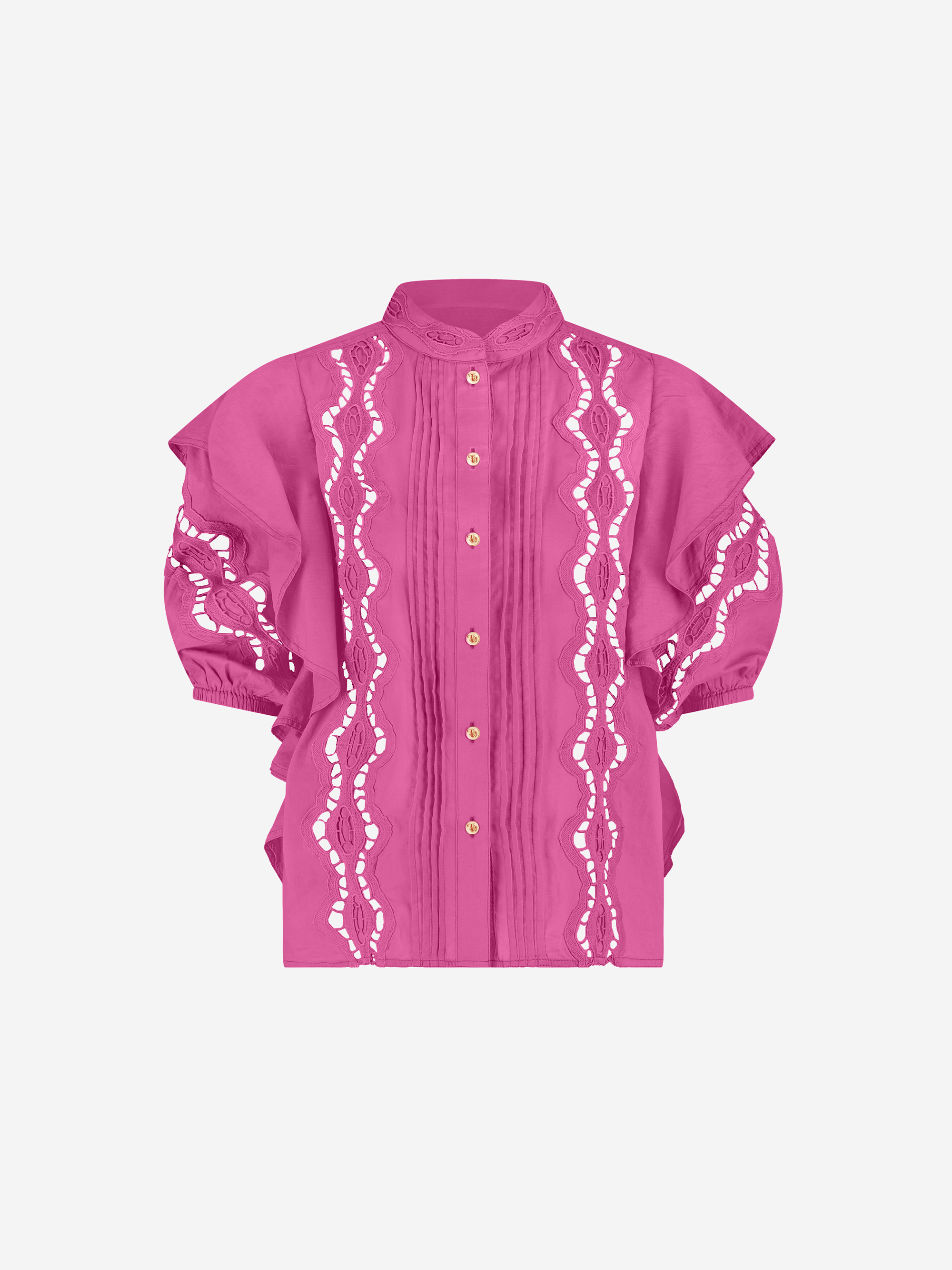 Broderie anglaise blouse with puff sleeves
