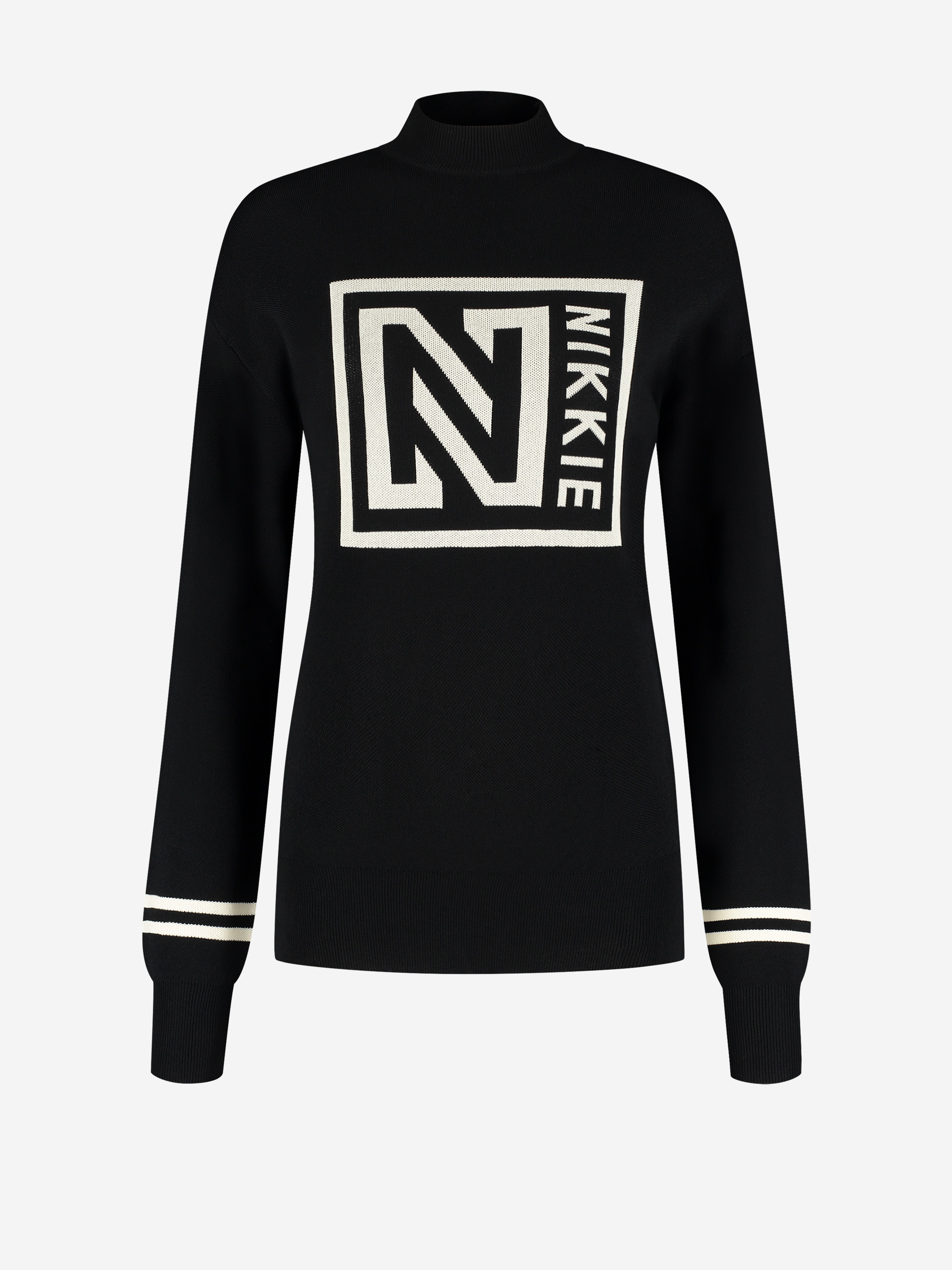 Sweater with high neck and logo