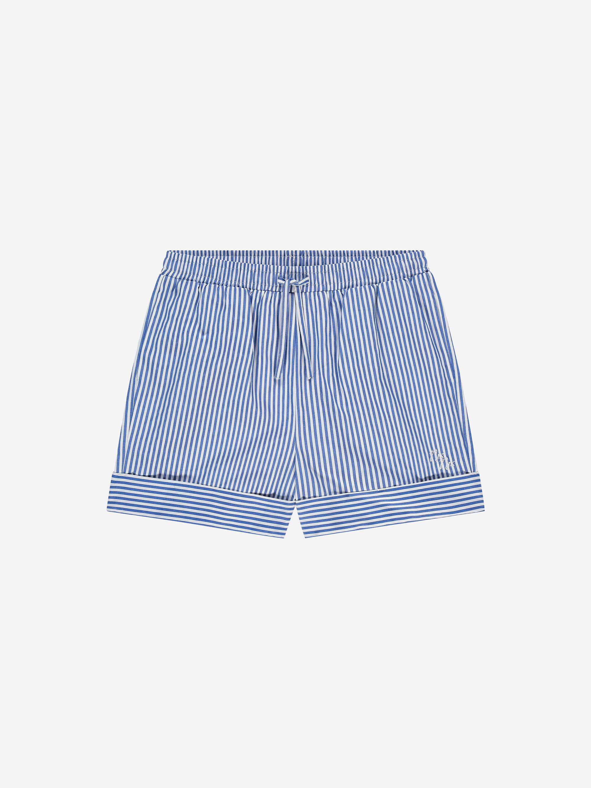 Striped shorts with rolled-up hems