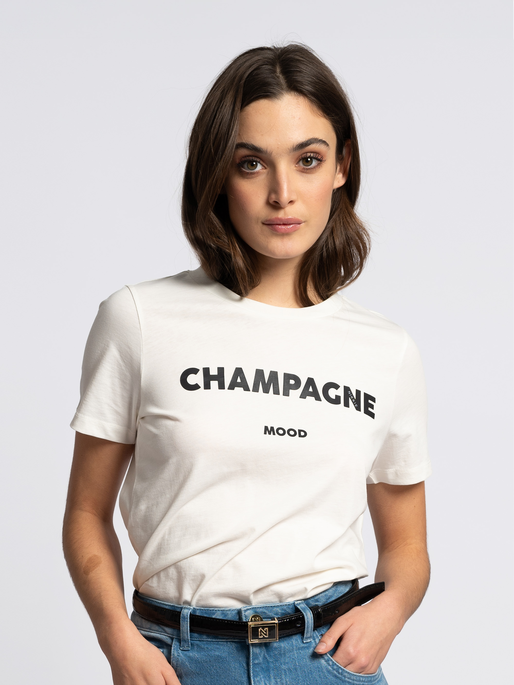 Basic T-shirt met tekstopdruk