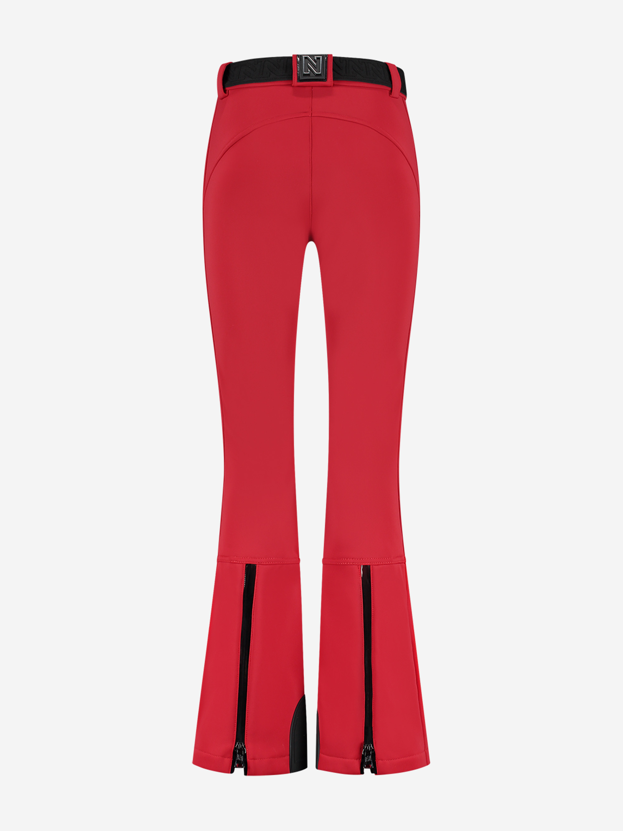 Ski pants with flared fit and adjustable belt
