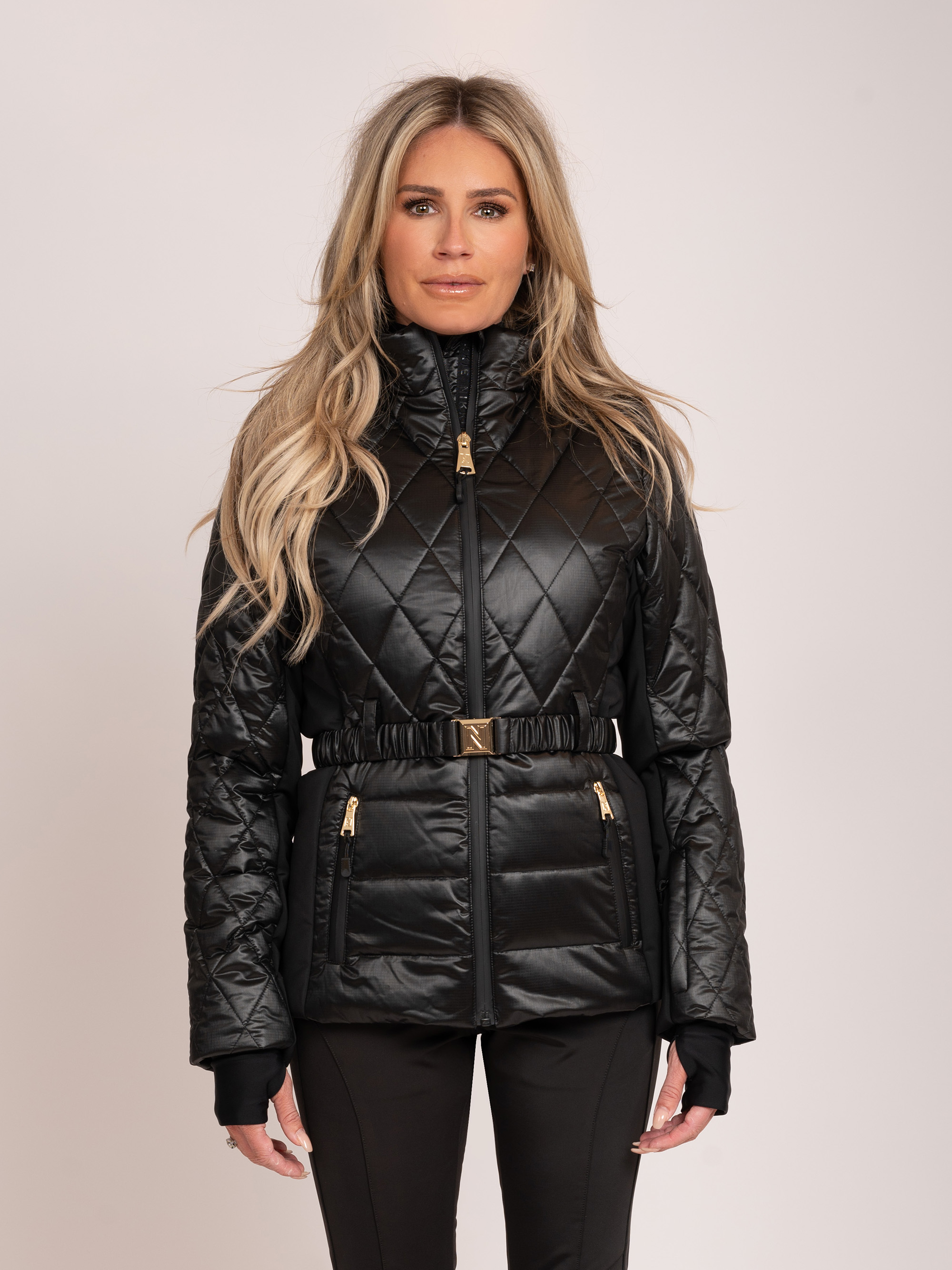 Diamond ski jacket with belt