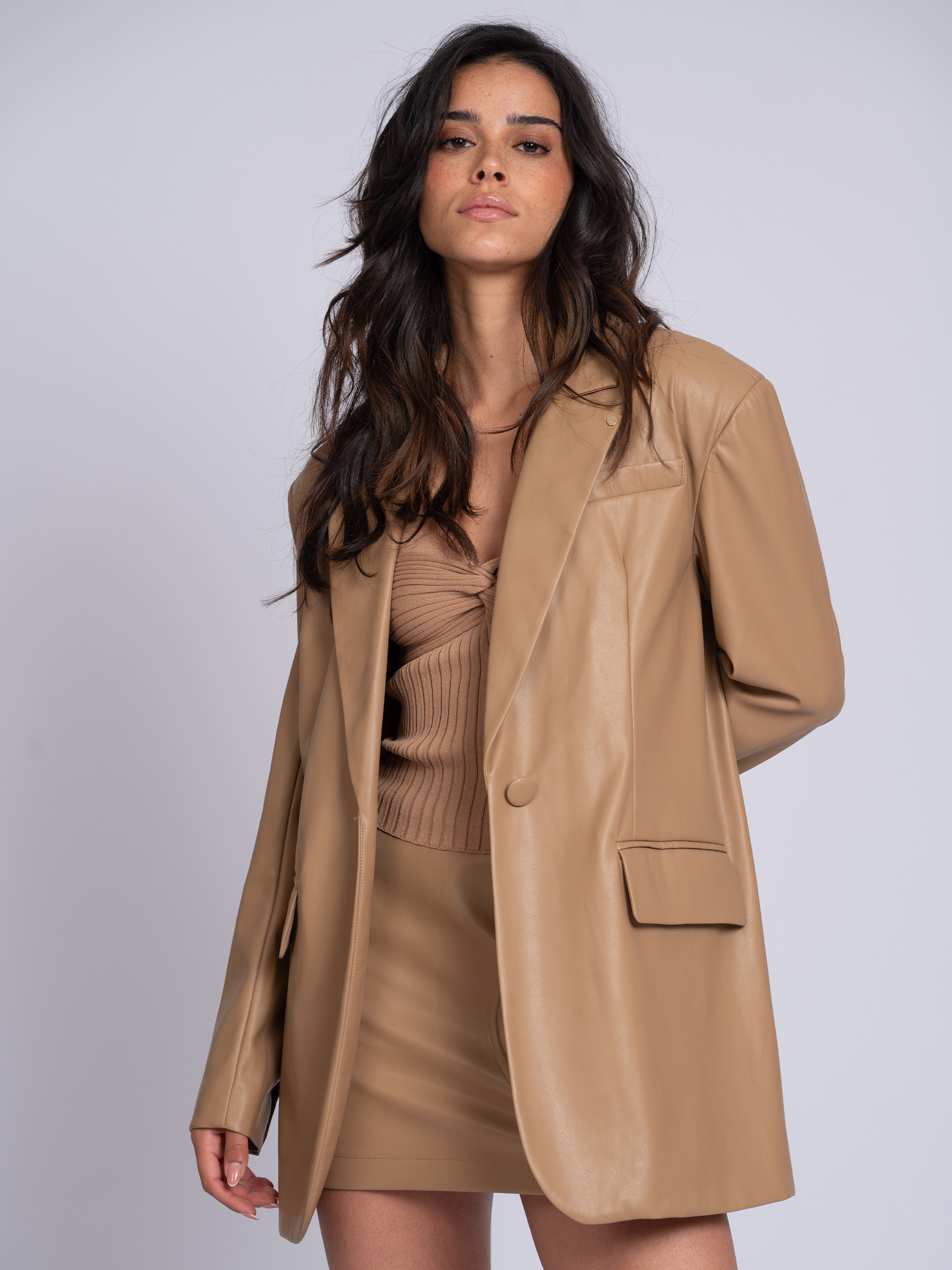 Oversized blazer in faux leather