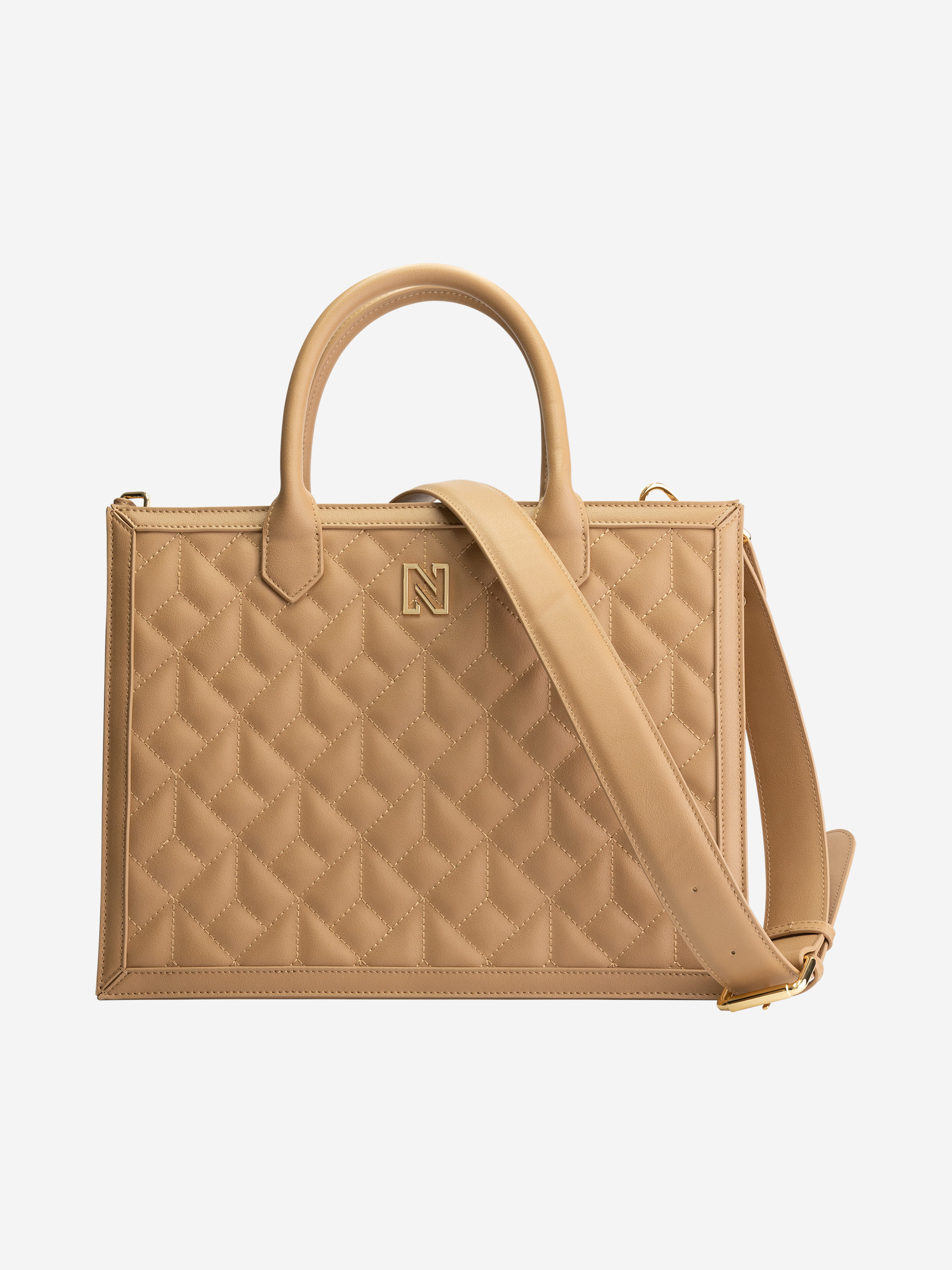 Gewatteerde shopper met N-logo