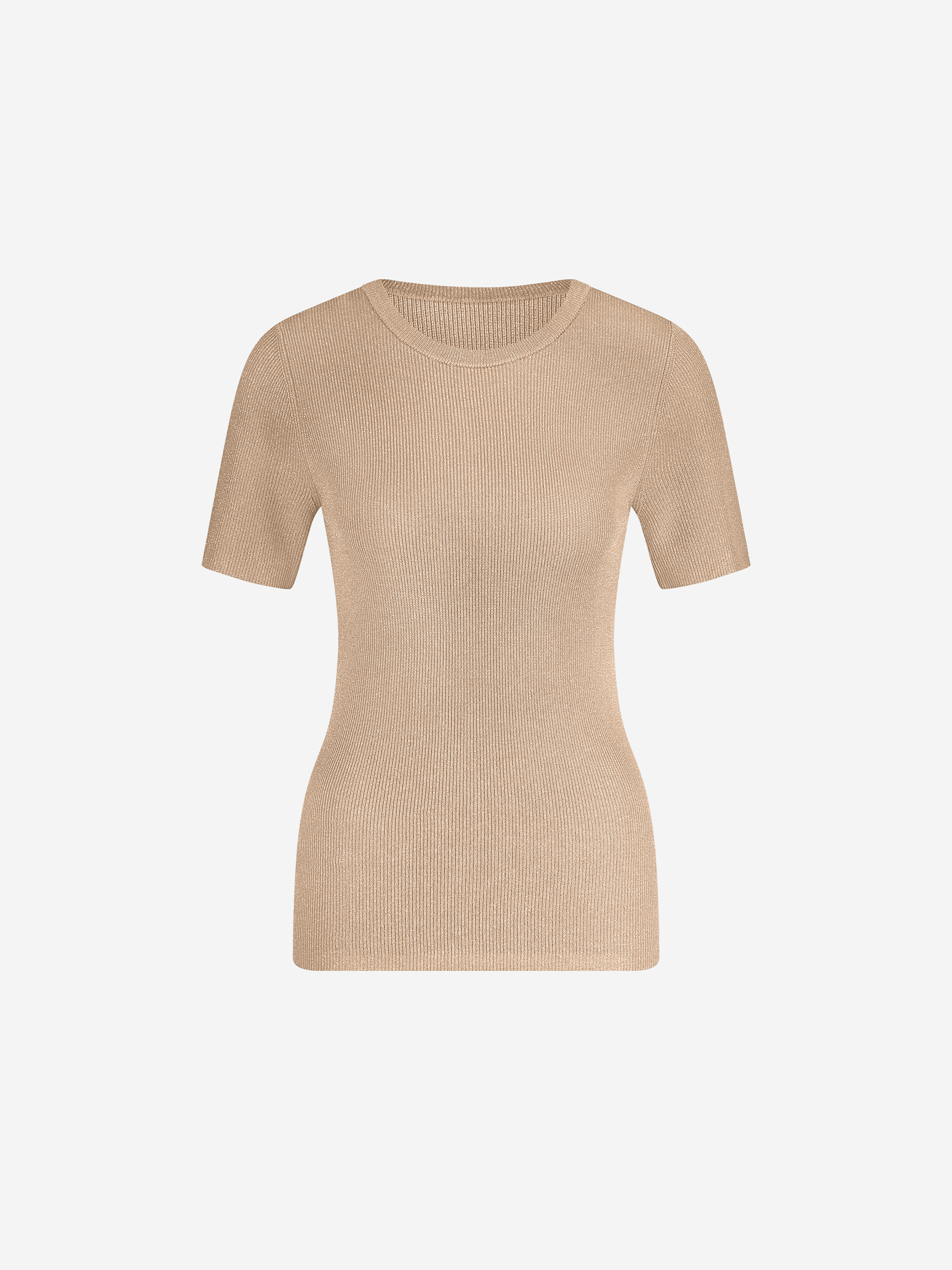 Geribbelde top met doorgeweven glitterdraadje