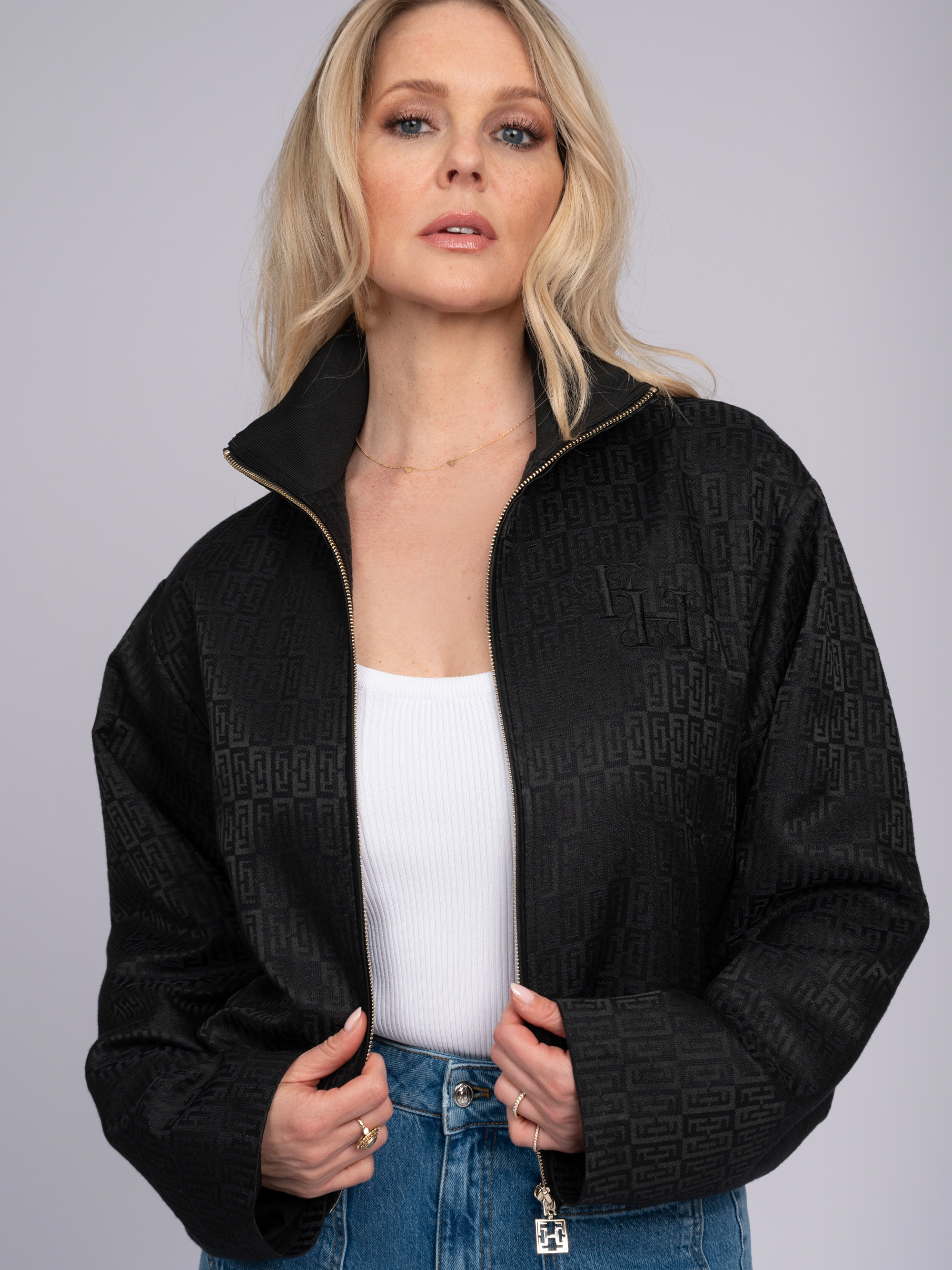 Loose-fitting jacket with FH logo pattern