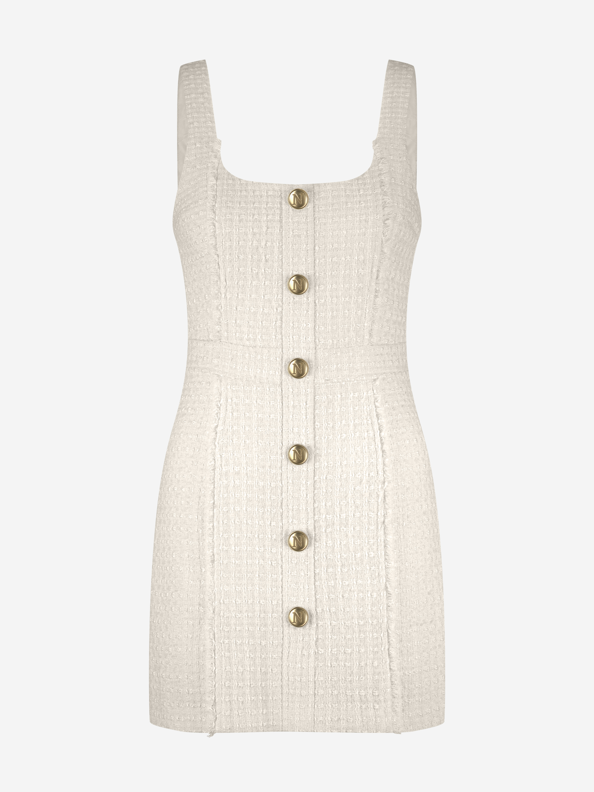 Fitted tweed dress with N-buttons