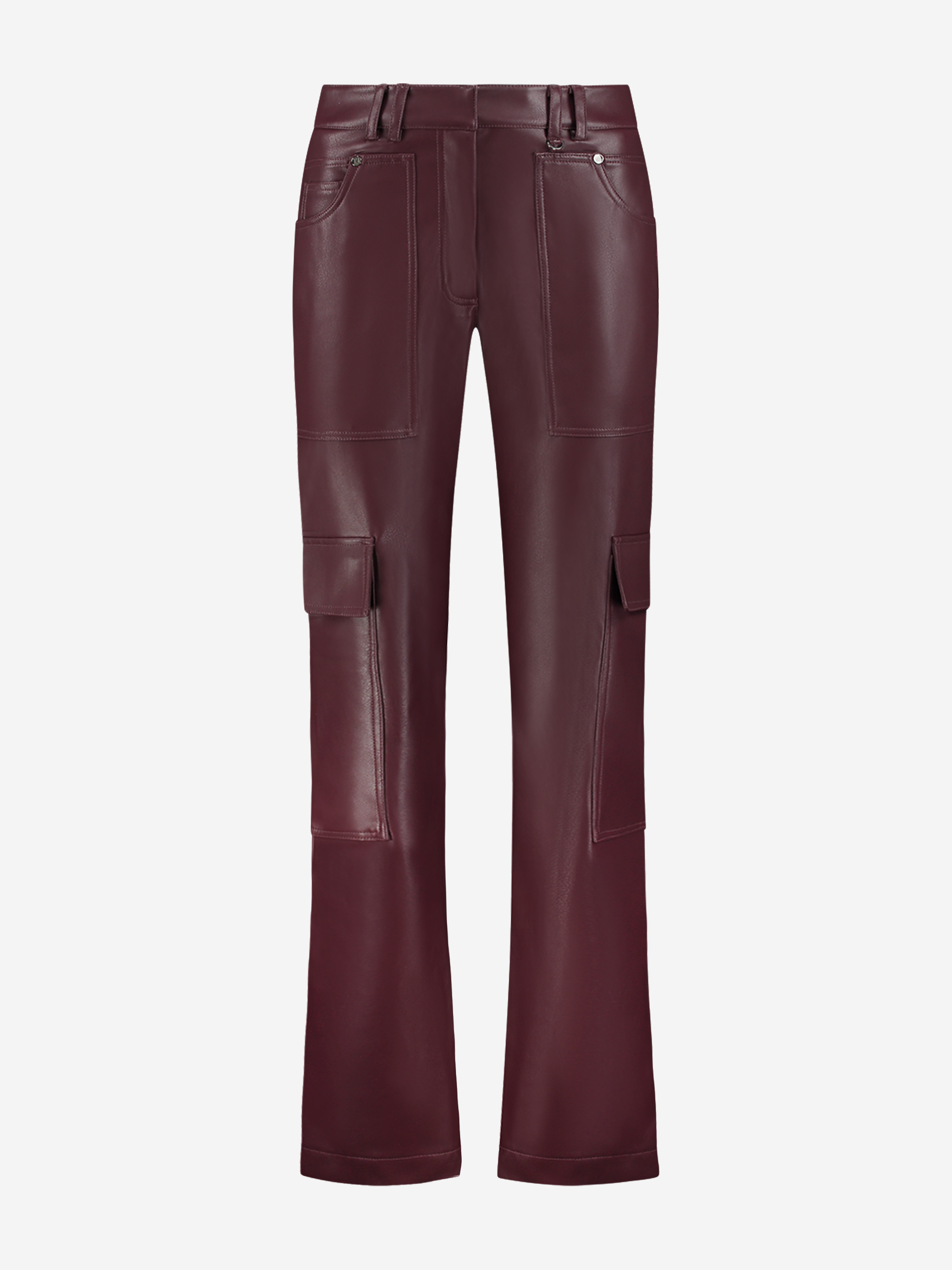 Straight vegan leather cargo pants with Mid rise