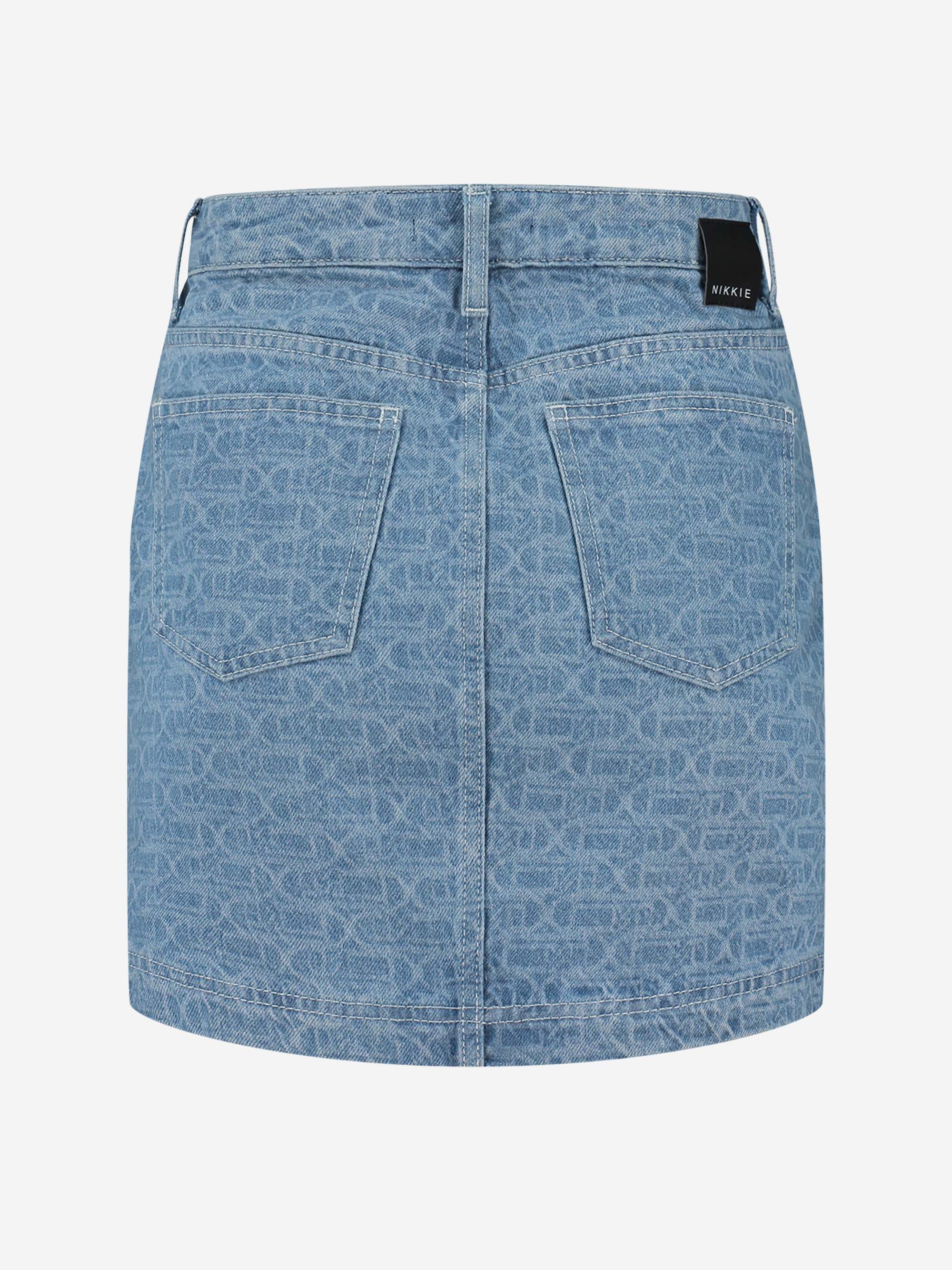 Regular denim skirt with logo monogram