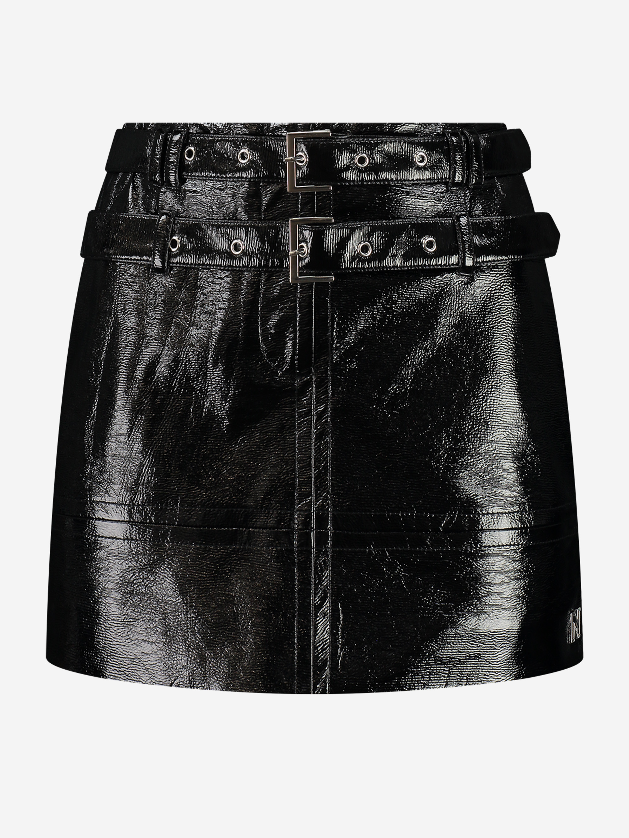Lacquer skirt with low rise
