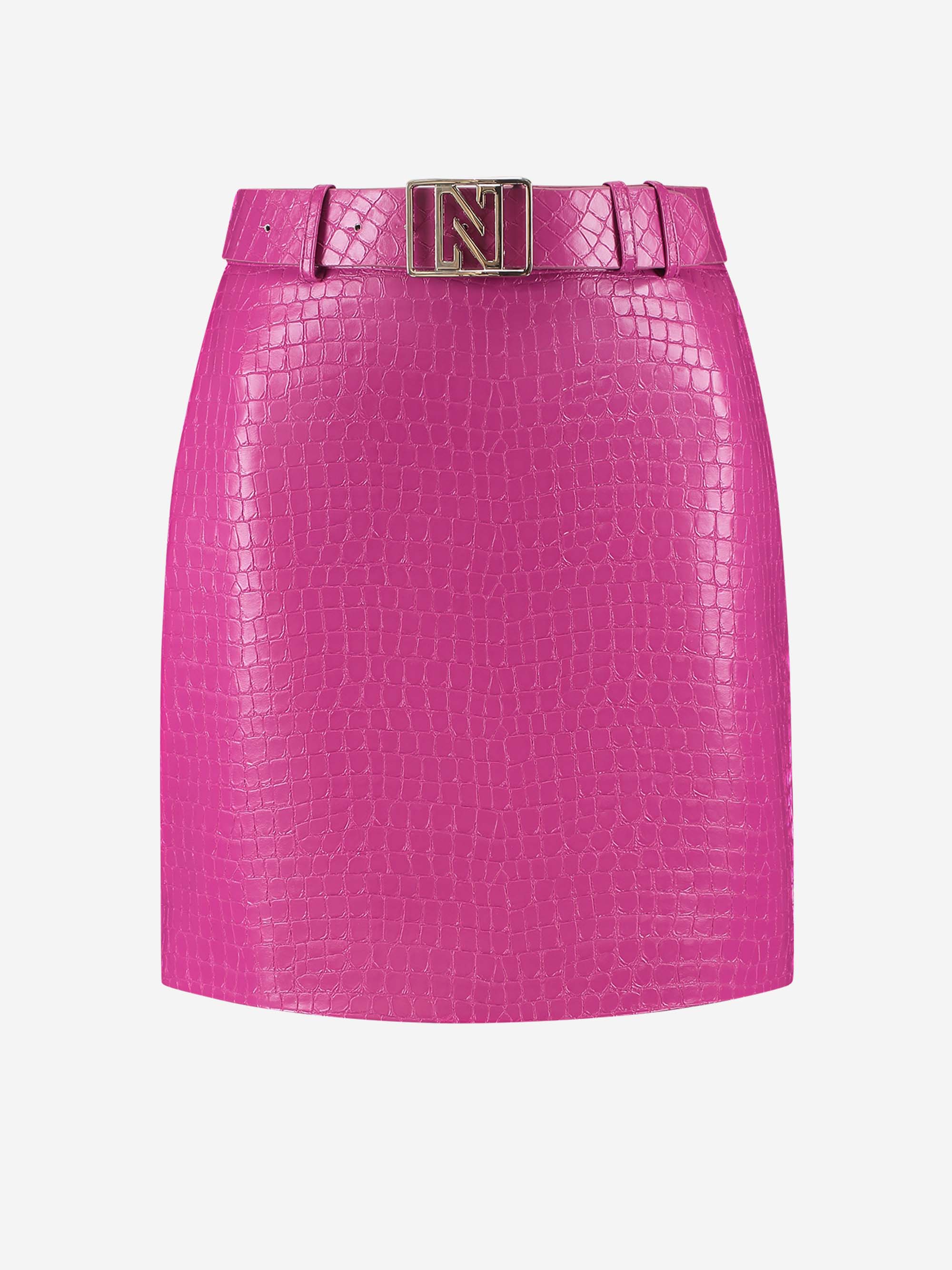 Vegan leren crocoprint rok met riem