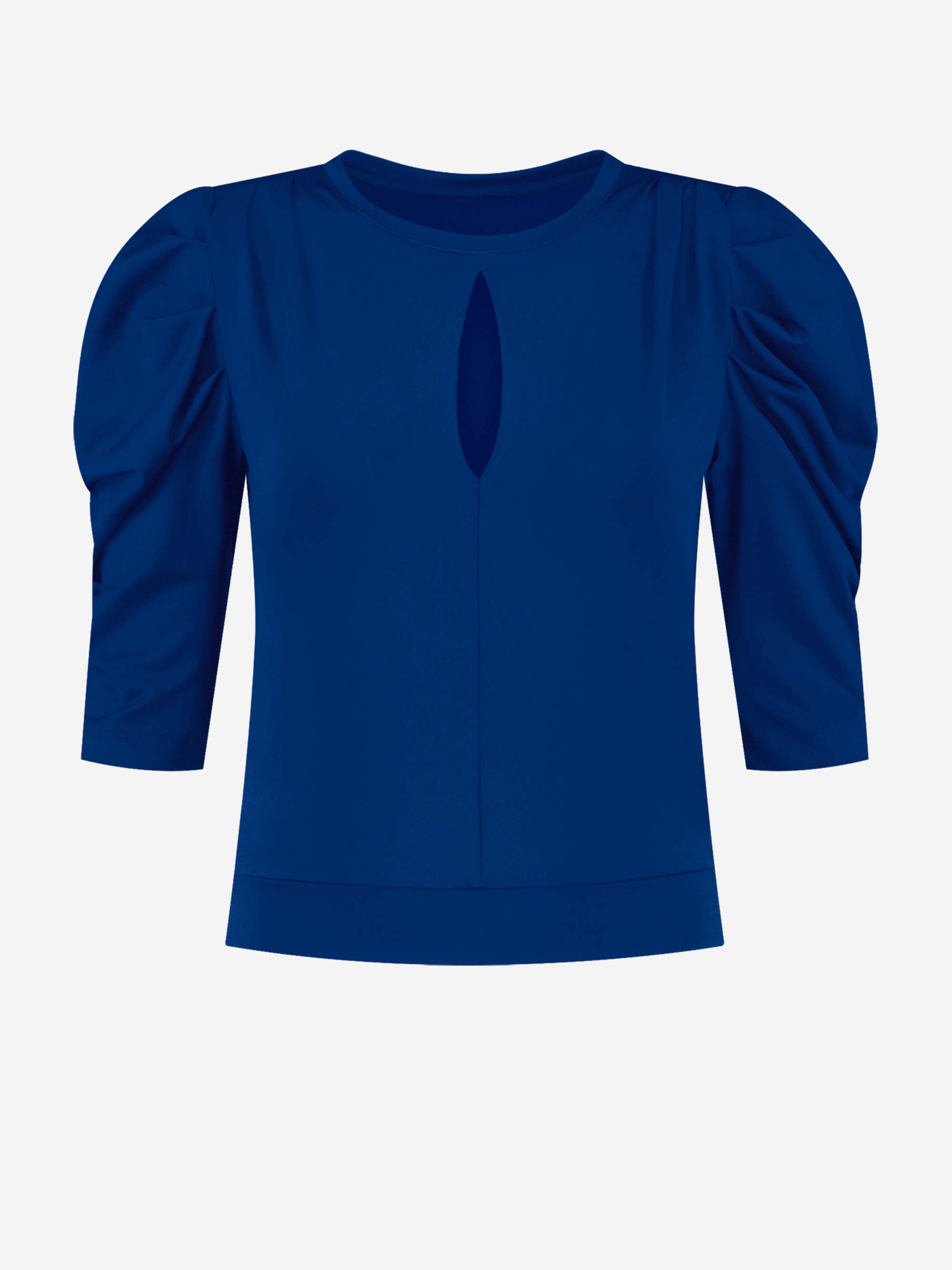 Fitted top met pofmouwen 
