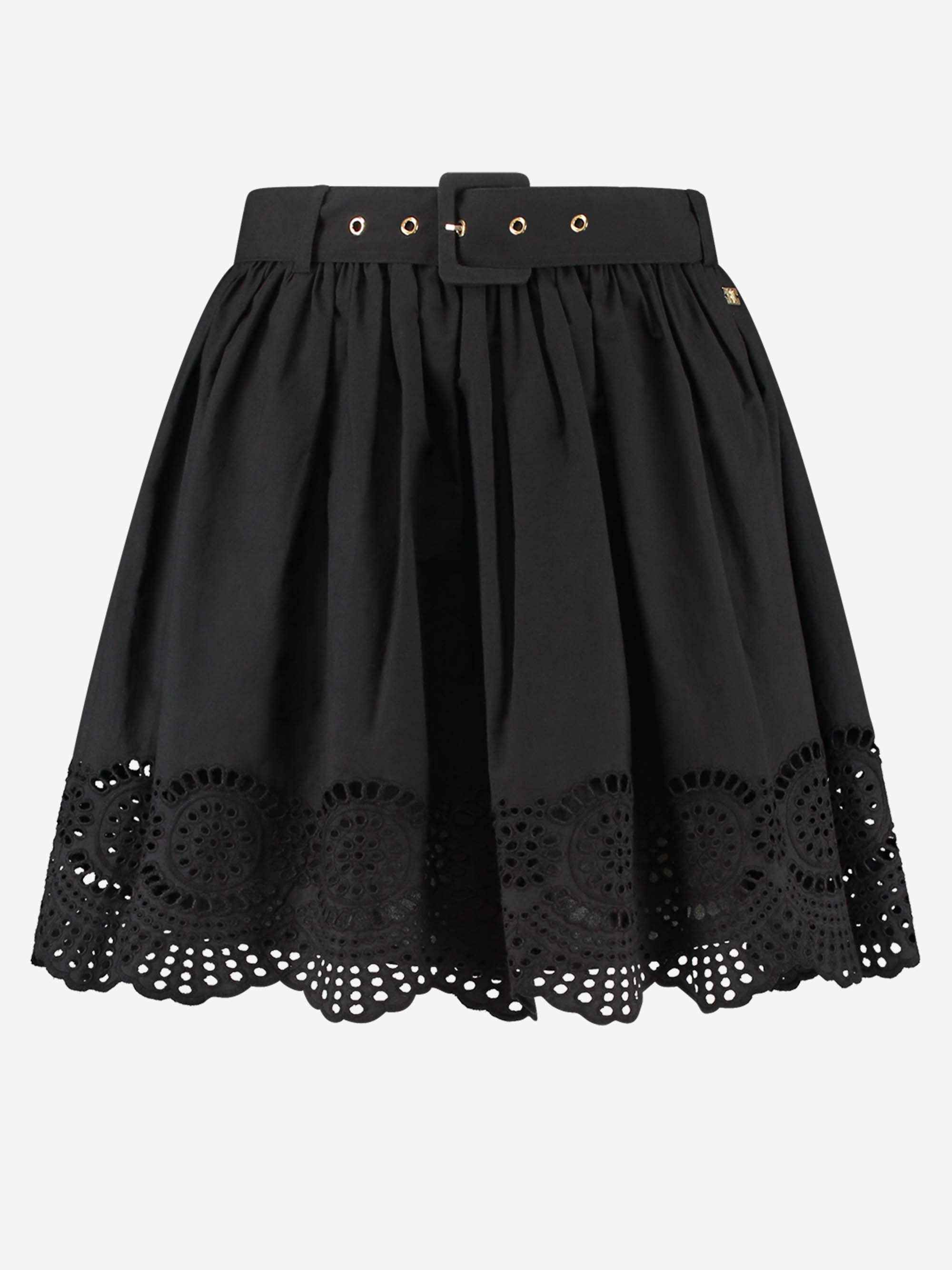 Broderie A-lijn rok met riem